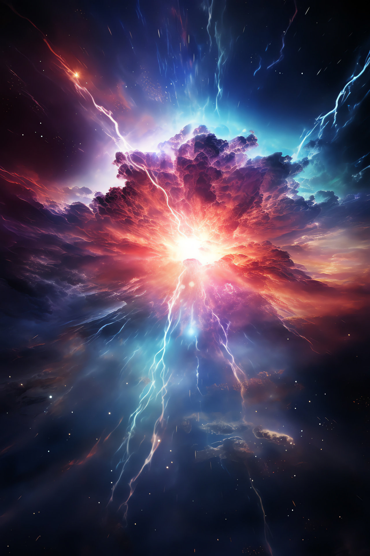 Celestial supernova event, Space cataclysm, Stellar destruction, Galactic power, Astronomical flare, HD Phone Wallpaper