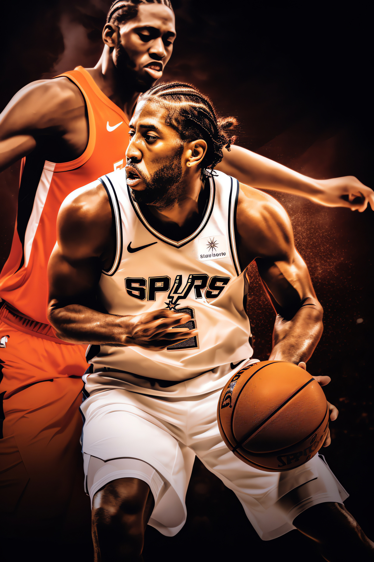 NBA Live title, Virtual Kawhi Leonard, Athletic gameplay, On-court strategy, Virtual basketball, HD Phone Image