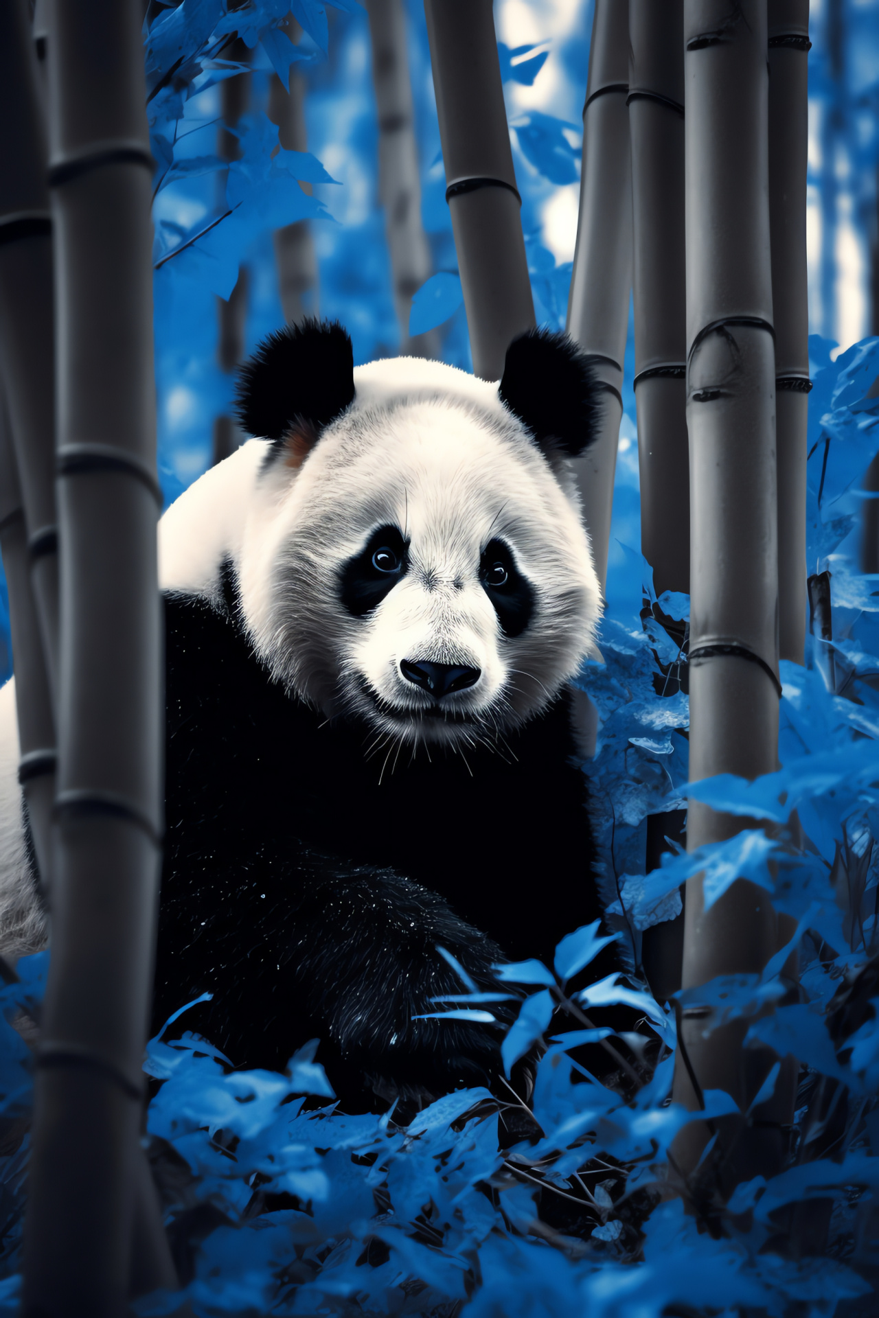 Endangered species, bamboo diet, eye-catching fur, natural landscape, calm mood, HD Phone Image