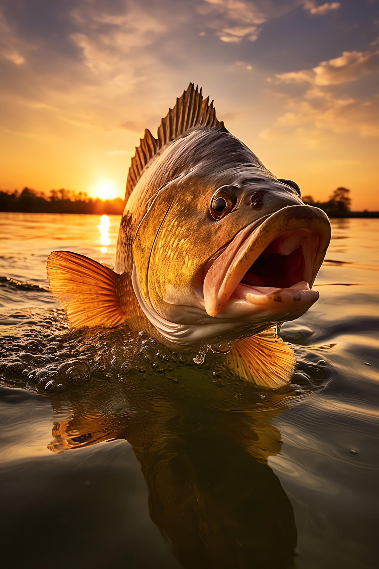 Smallmouth Bass, golden light, aquatic hunter, river ecosystem, vibrant scales, HD Phone Wallpaper