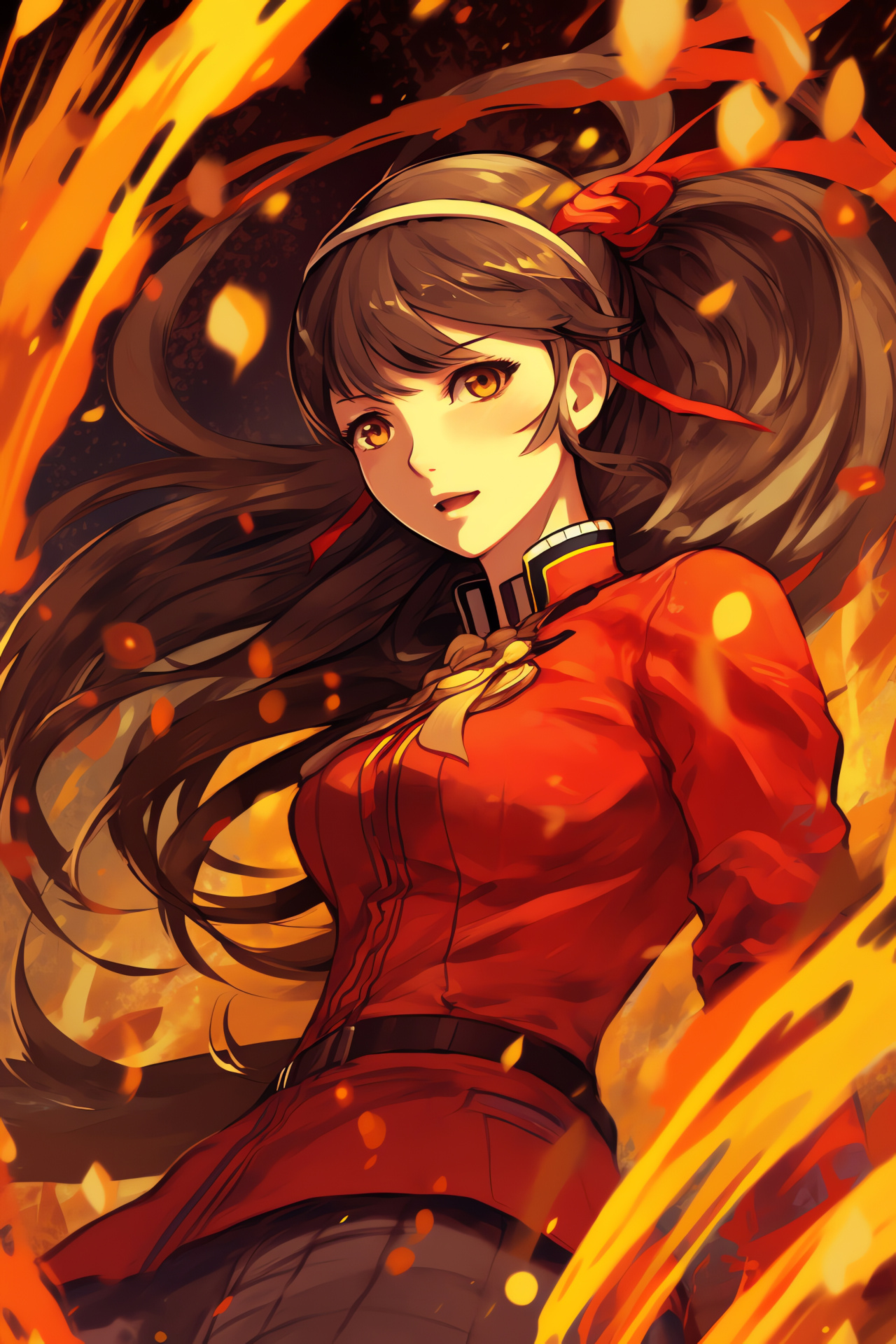 Persona 4 scene, Yukiko Amagi moment, Thermal blaze effect, Intense warmth sensation, Family establishment, HD Phone Image