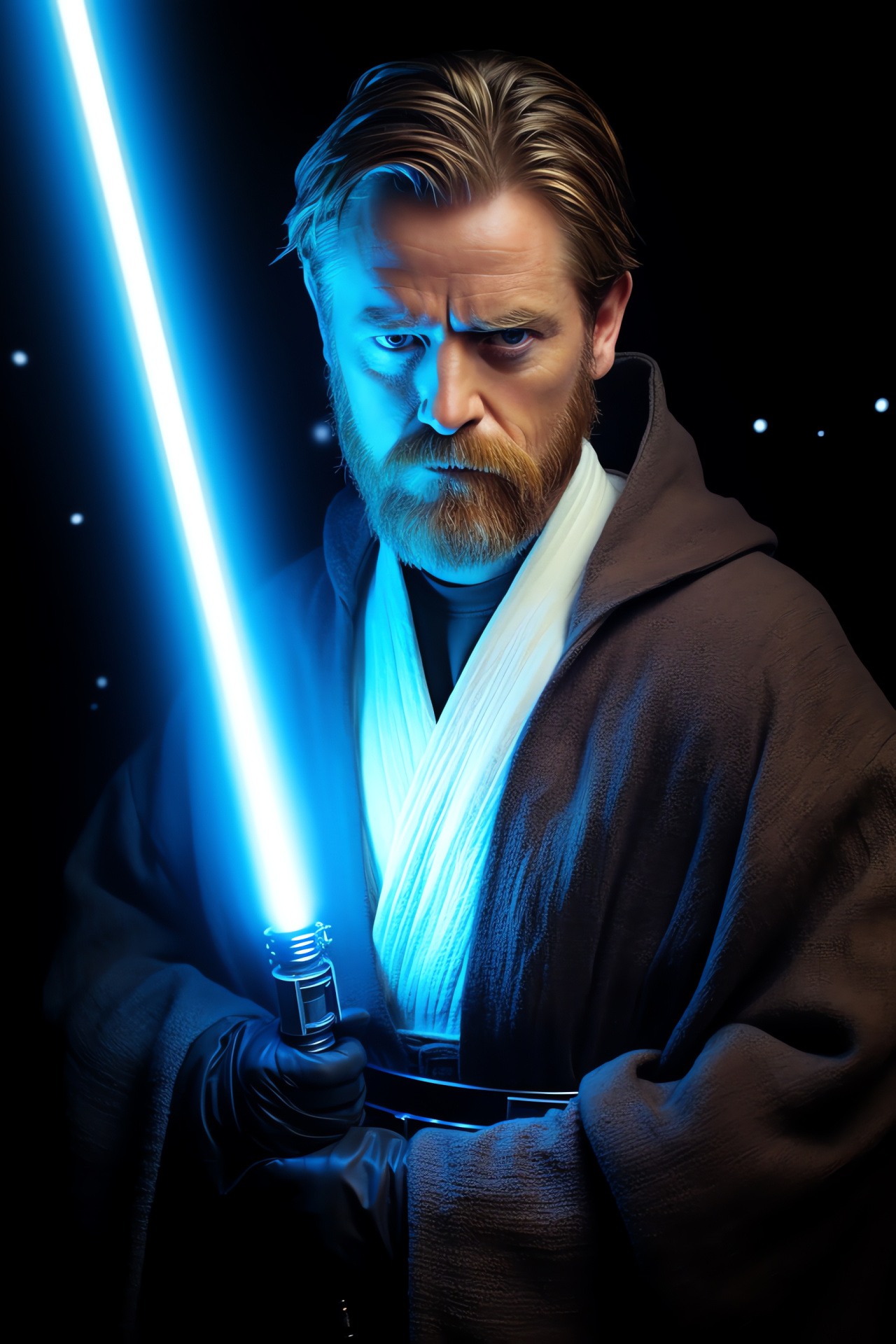 Obi-Wan Kenobi wisdom, Jedi serenity, Guardian of peace, Star Wars narrative, Emerald saber glow, HD Phone Wallpaper