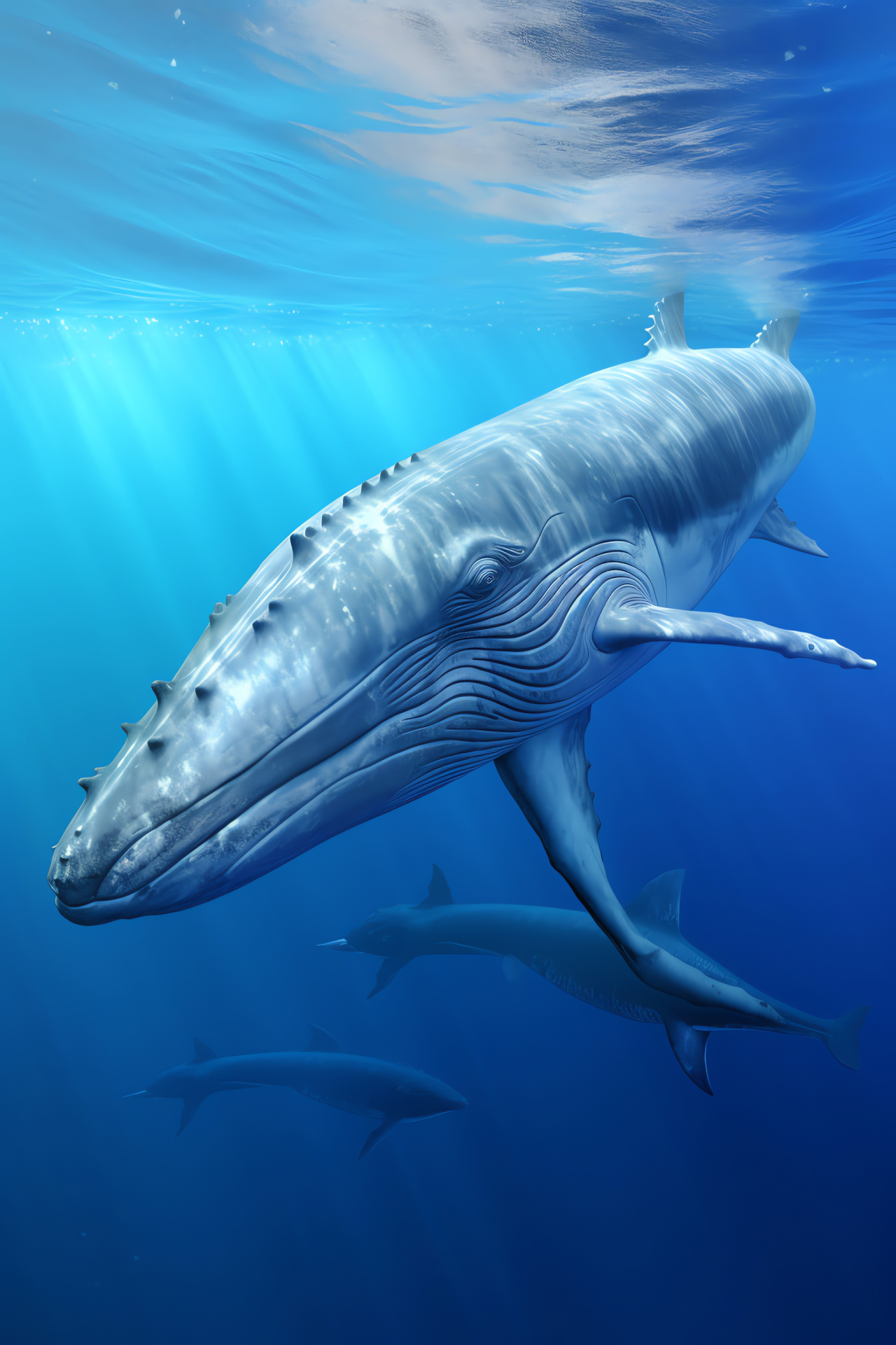 Blue Whale, marine giant, oceanic depths, aquatic hues, contrasting markings, HD Phone Wallpaper