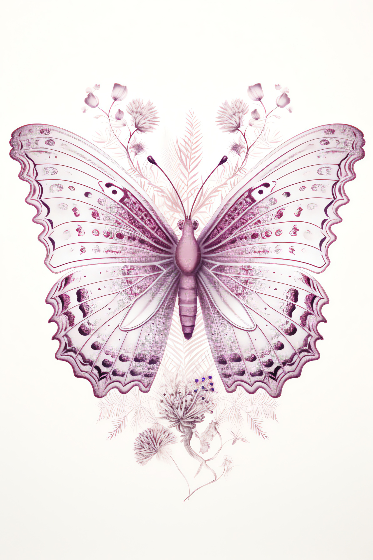 Butterfly Pink, fine lace wings, blush-colored insect, floral wing design, fauna among flowers, HD Phone Image