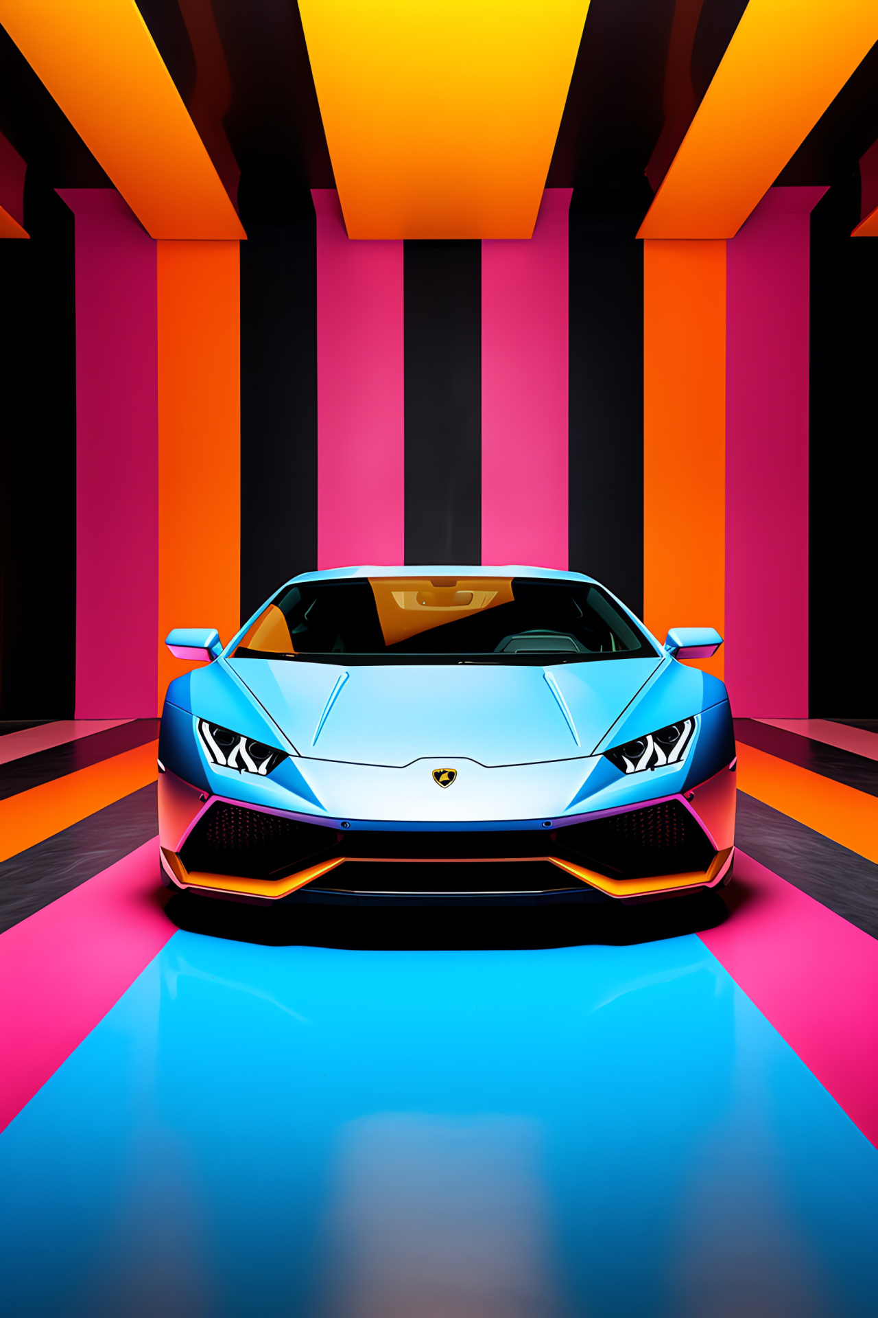 Lamborghini design excellence, Triple-color blend, Depth in aesthetics, Sportscar dimension, Impeccable construction, HD Phone Image