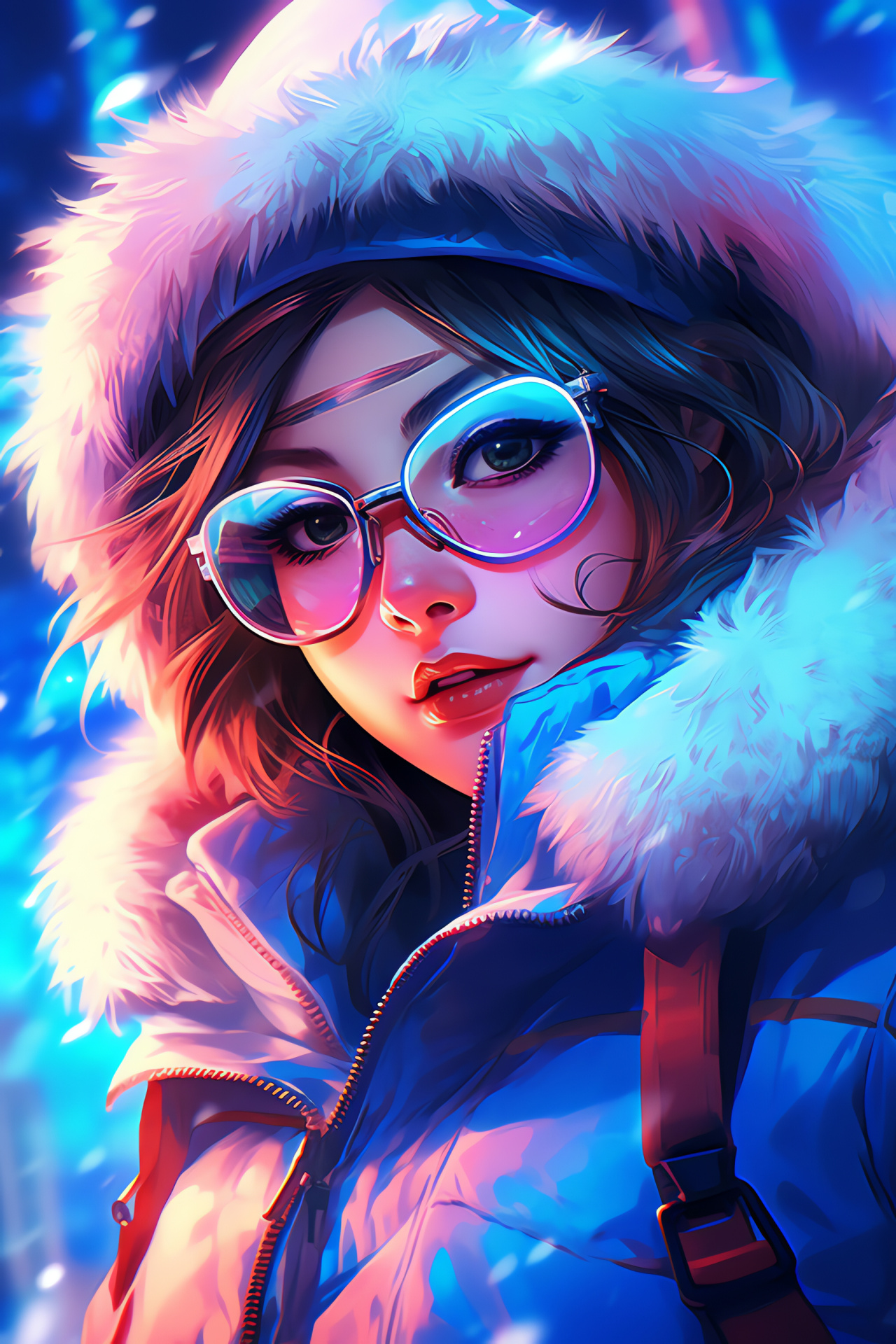 Overwatch Mei, icy barrier technique, urban setting, glowing city vibe, frigid pathway, HD Phone Image