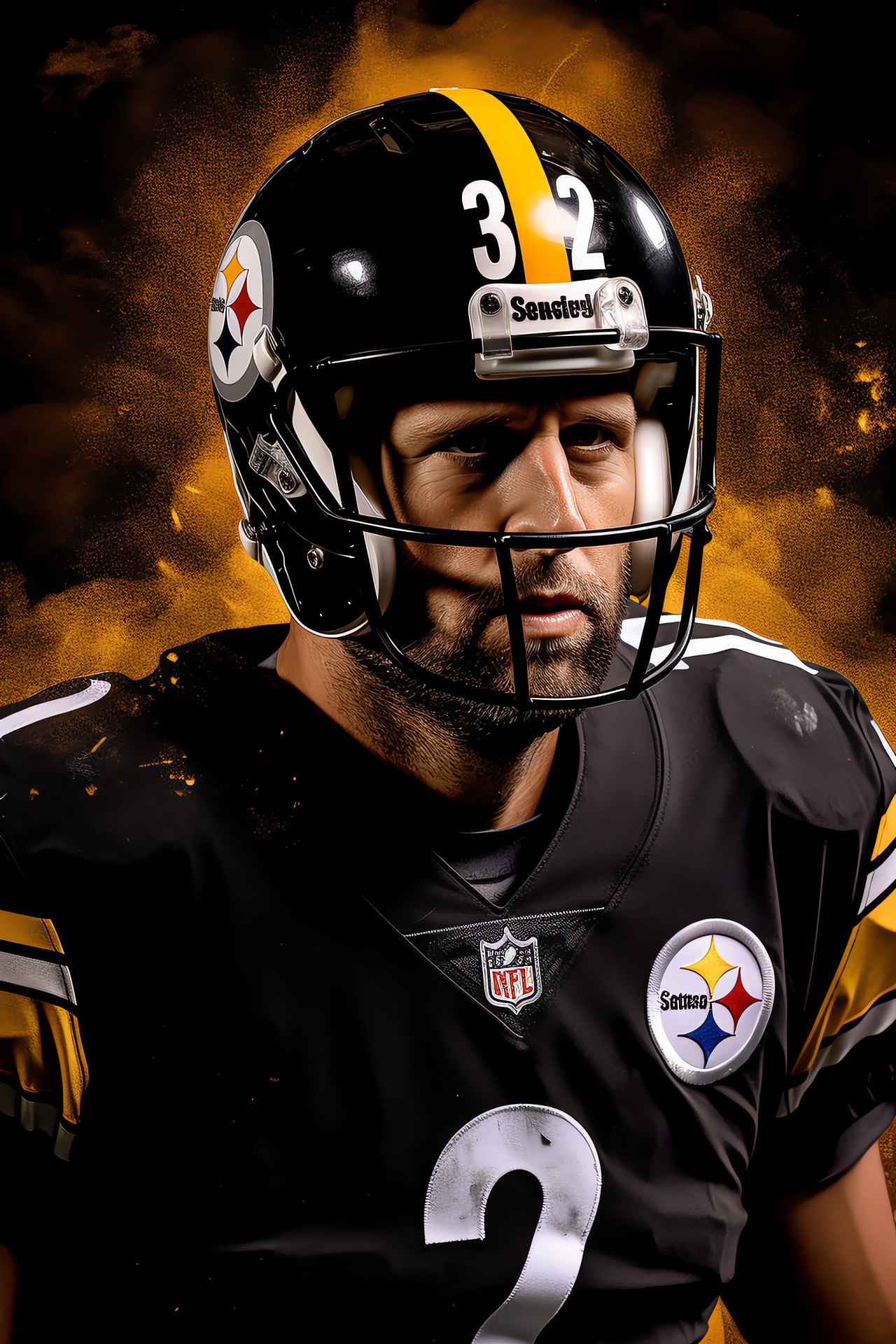 Pittsburgh Steelers, Ben Roethlisberger, quarterback in game, NFL football, team branding, HD Phone Image