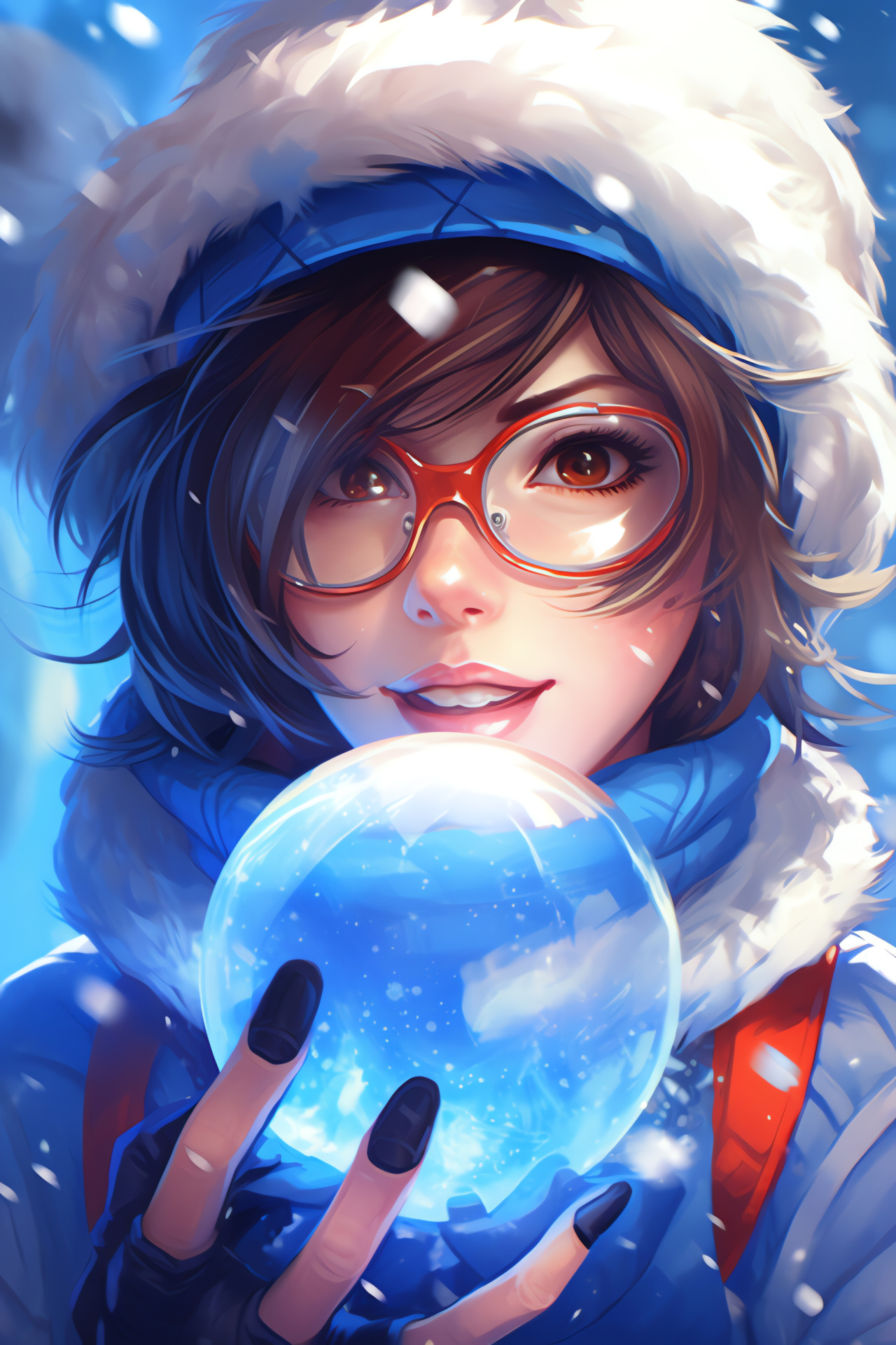 Overwatch climatologist Mei, rapid action capture, snowy cannon highlight, gameplay excitement, battle launch, HD Phone Wallpaper