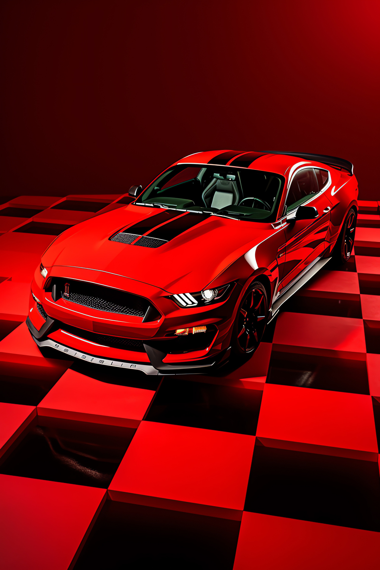 2015 Shelby Mustang, GT350 edition, Dynamic sports car, Energizing red hue, Automotive photography, HD Phone Image