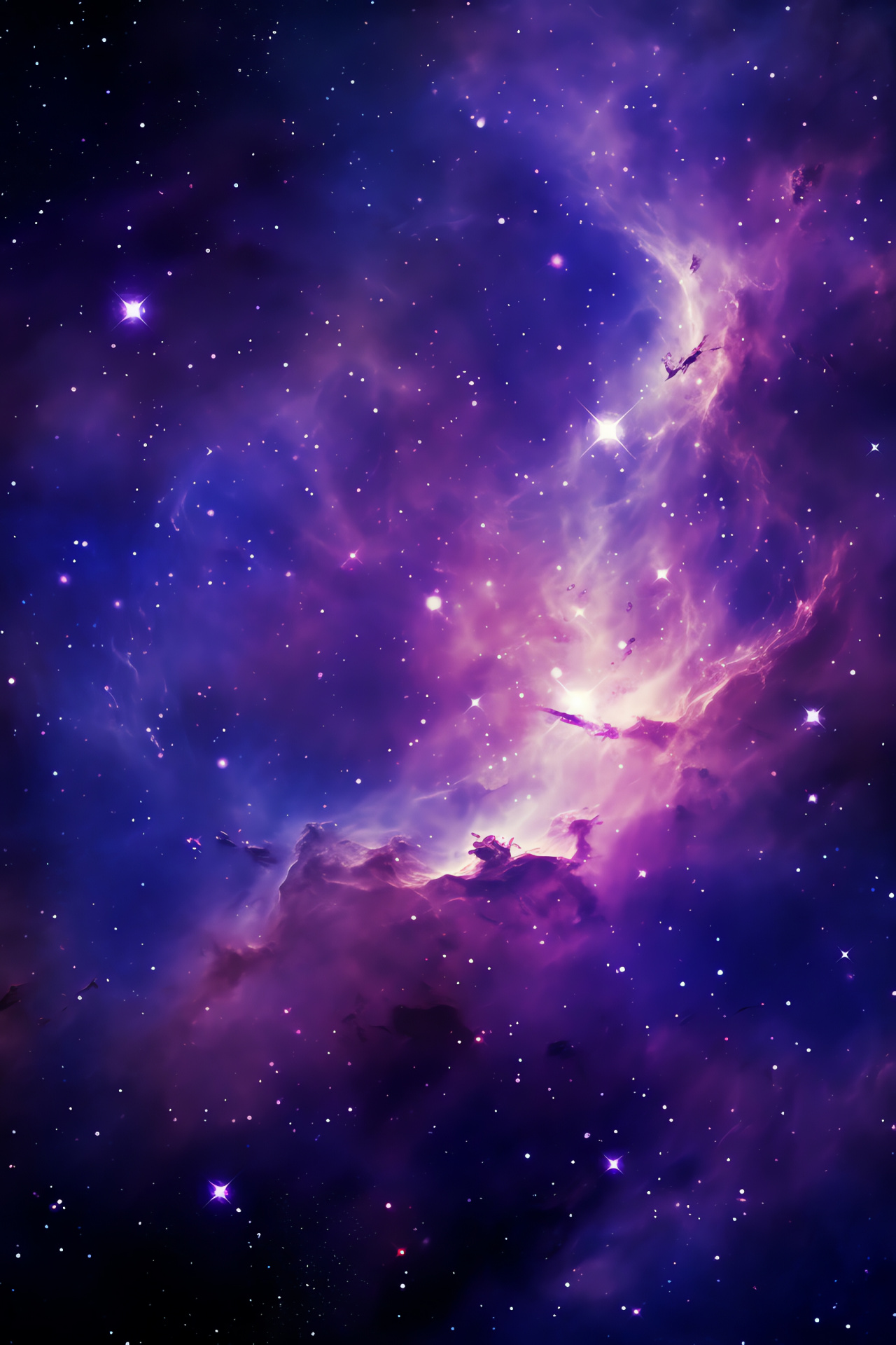 Velvet galaxy, Extensive cosmos, Astronomical depth, Space tapestry, Purple expanse, HD Phone Image