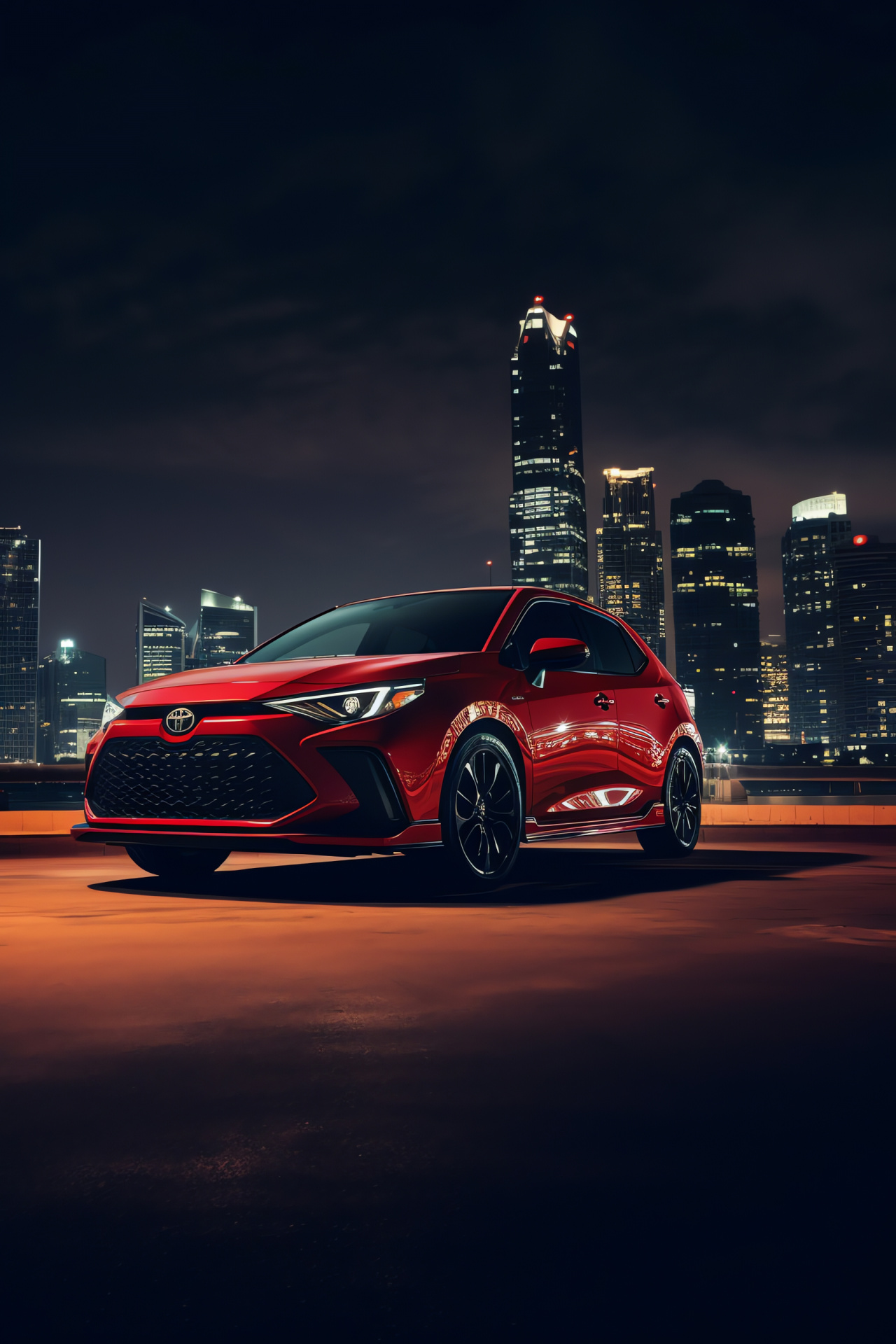 Toyota TRD series, Pro Corolla Hatchback model, sporty urban aesthetic, hatchback design, cityscape, HD Phone Image