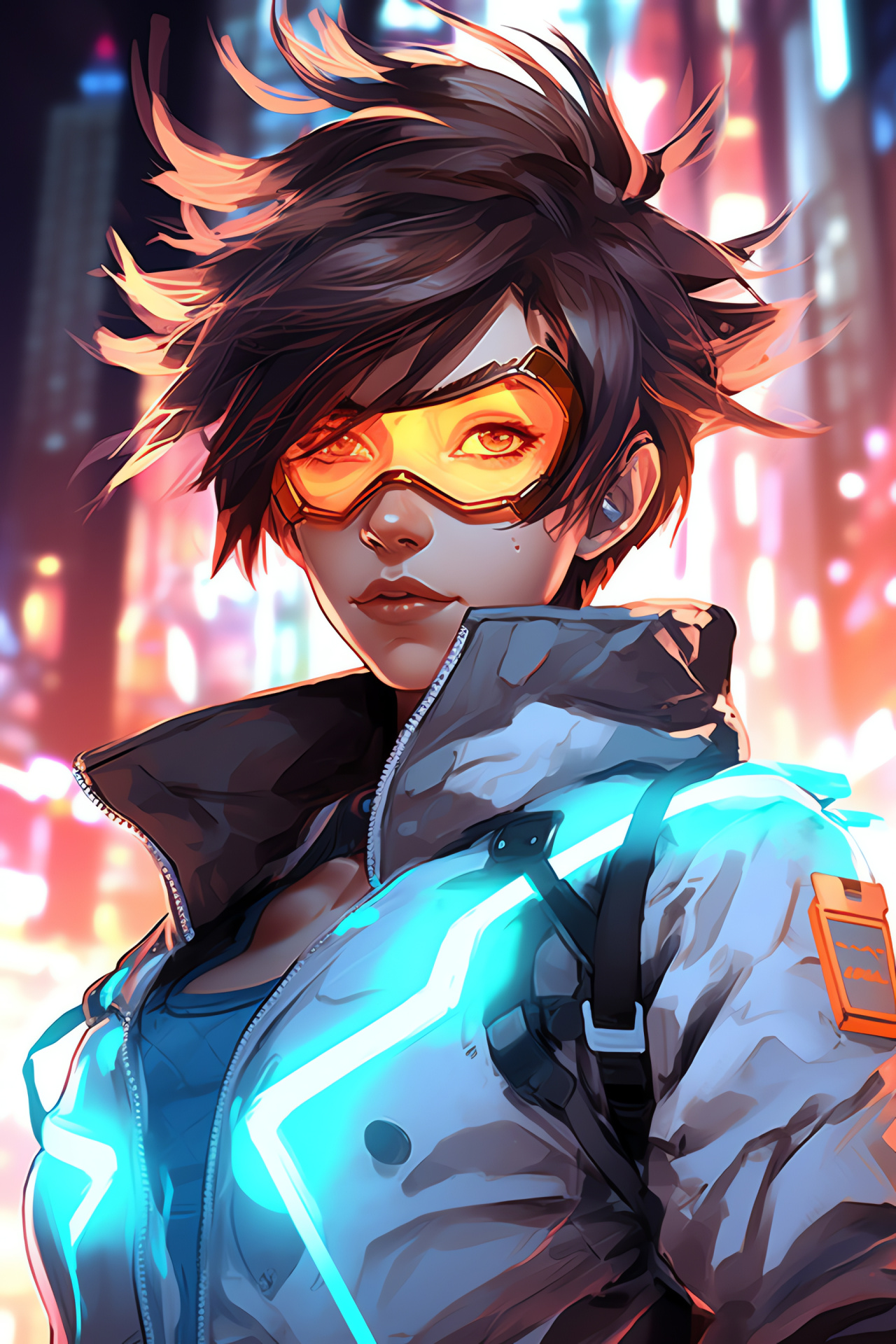 Tracer, Dynamic agility, Overwatch character, Temporal maneuvers, Overwatch combat scene, HD Phone Wallpaper