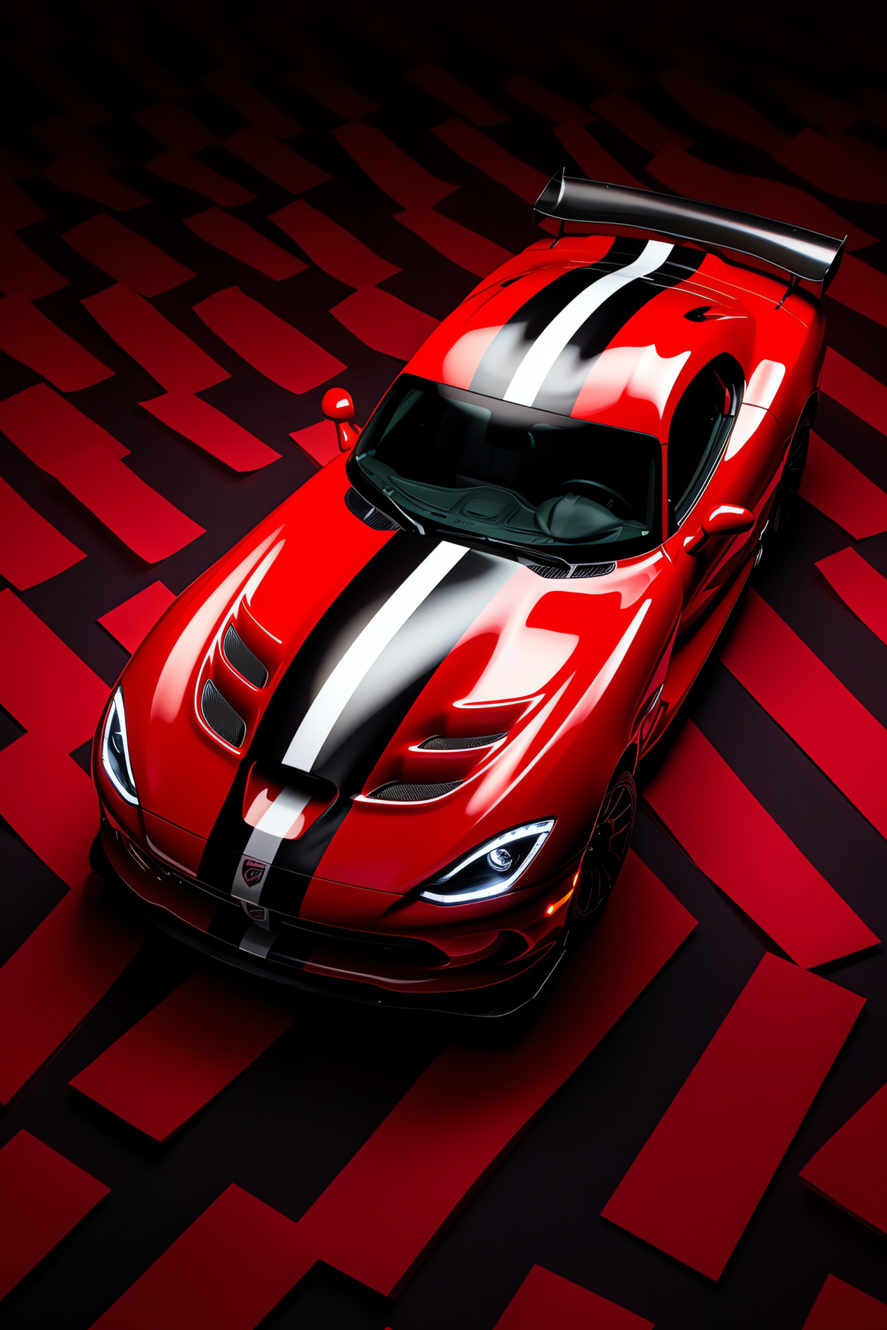 Viper SRT-10 ACR-X Voodoo, Black Viper silhouette, Exotic supercar, Fiery backdrop, High performance, HD Phone Wallpaper