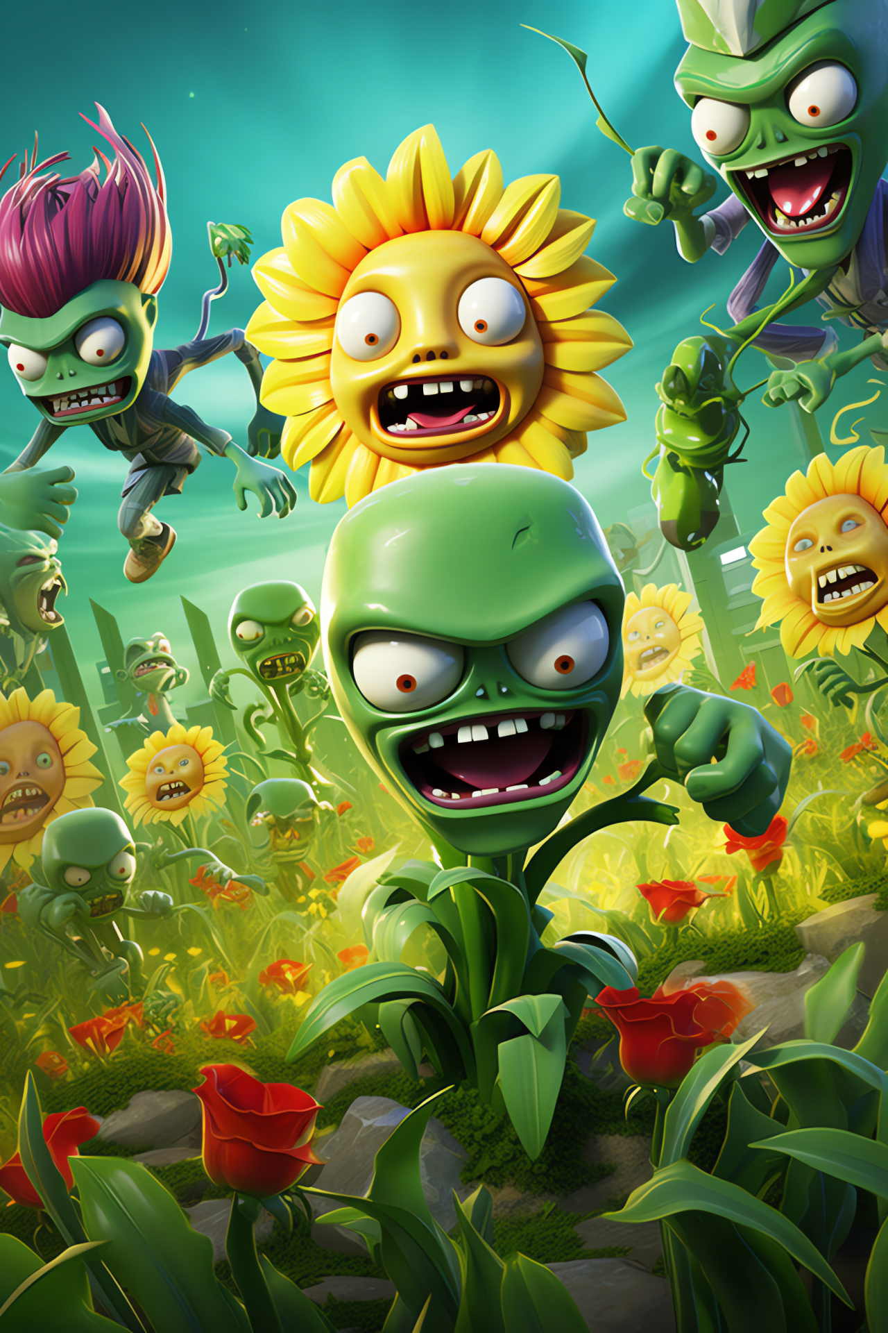 Pvz Garden Warfare plants, Kernel Corn soldier, Sunflower healer, Peashooter combatant, HD Phone Wallpaper