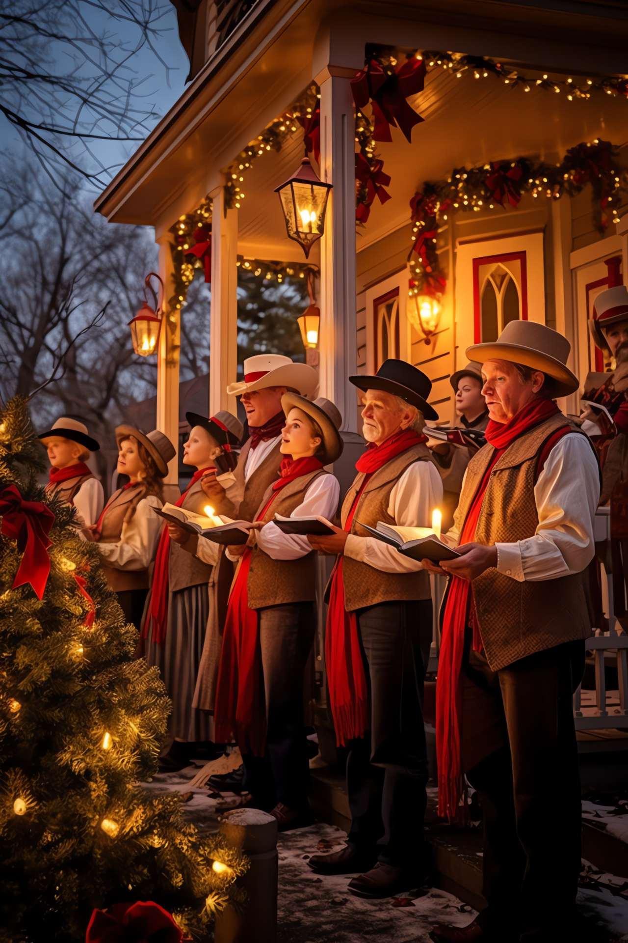 Yuletide singers, Christmas tradition, Winter songs, Festive song guides, Holiday performer, HD Phone Wallpaper