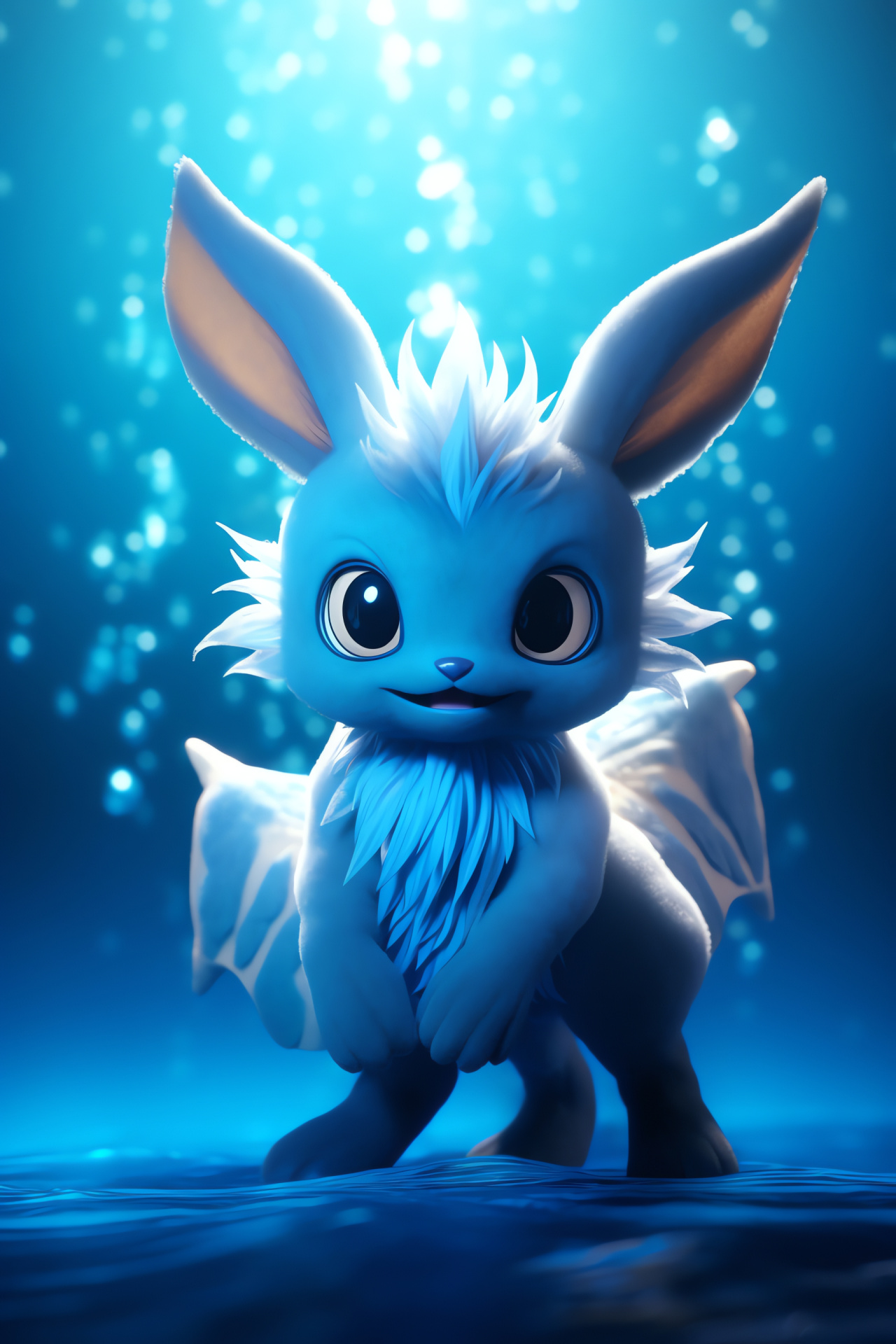 Vaporeon species, marine transformation, Eevee variant, azure pelage, turquoise view, HD Phone Wallpaper