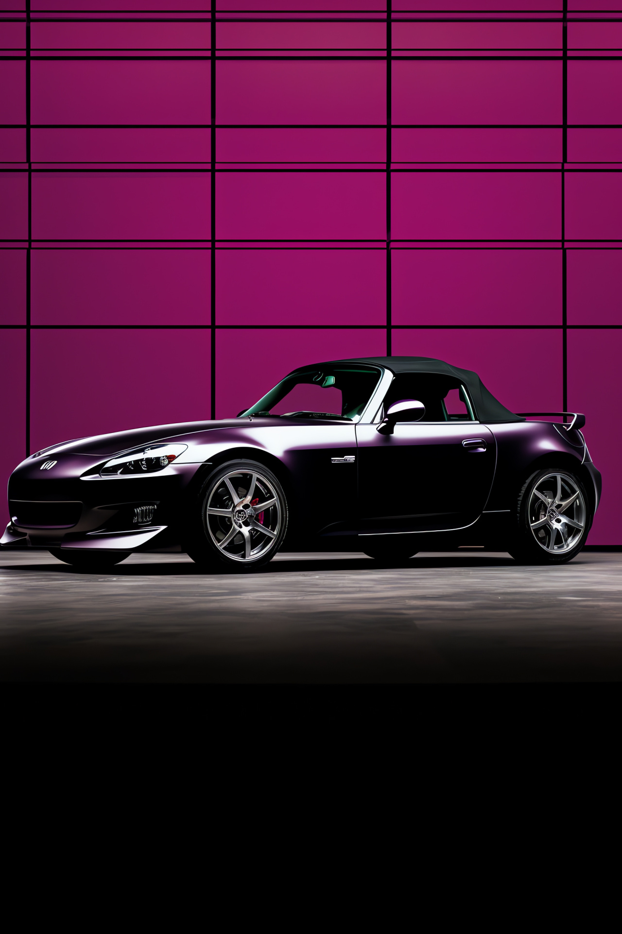 Honda S2000 GT, Side profile, Striking tricolor design, Purple, black, silver paint, Sporty roadster, HD Phone Wallpaper