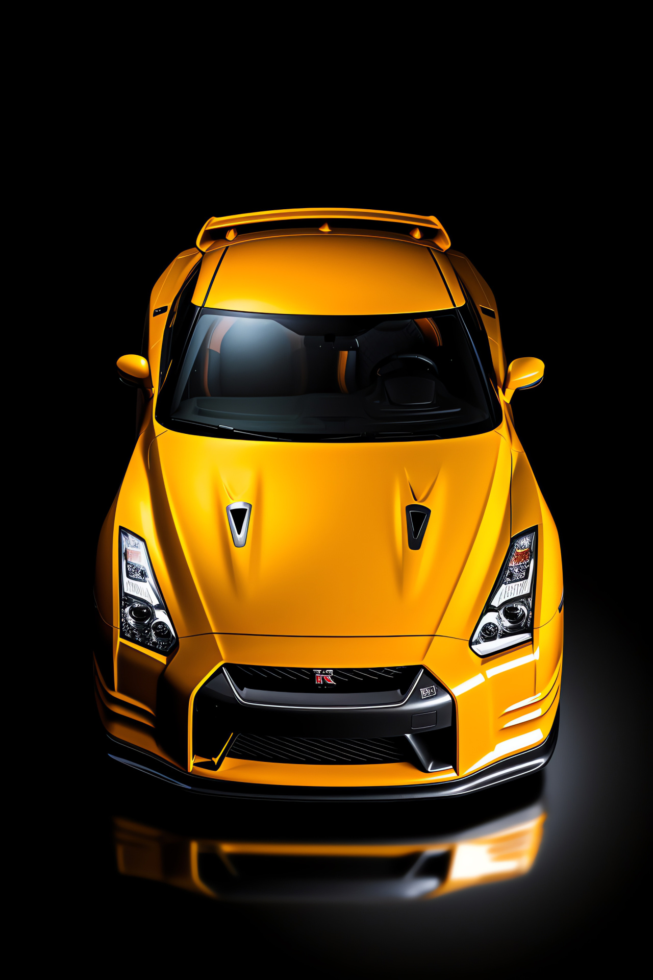 Nissan GTR HD, Elevated angle shot, Rich graphic backdrop, Palette of lively hues, Auto style statement, HD Phone Wallpaper