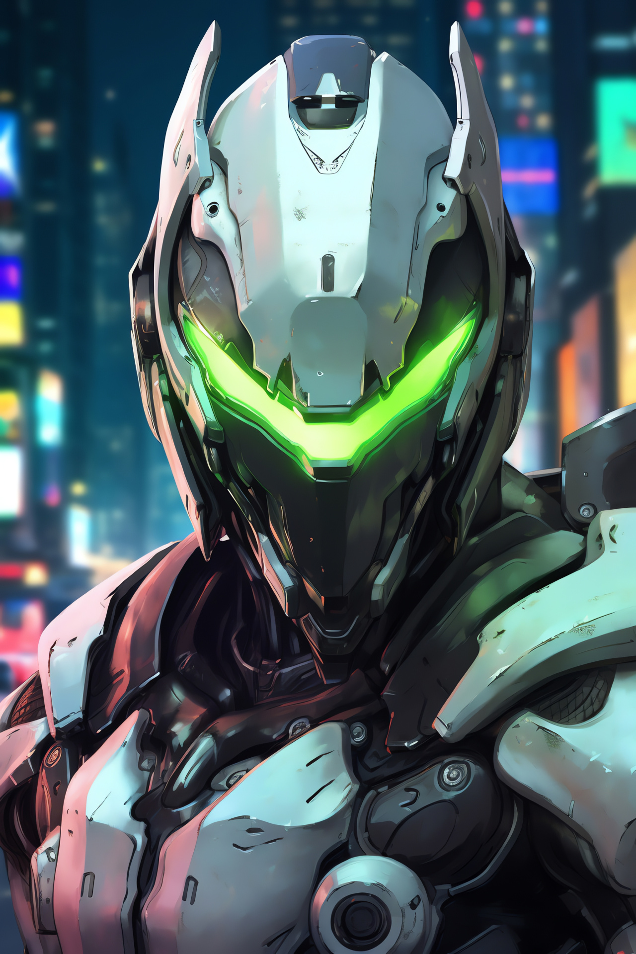 Overwatch Genji, Cyborg character from Overwatch, Futuristic Busan setting, Overwatch ninja hero, Advanced mechanical design, HD Phone Wallpaper