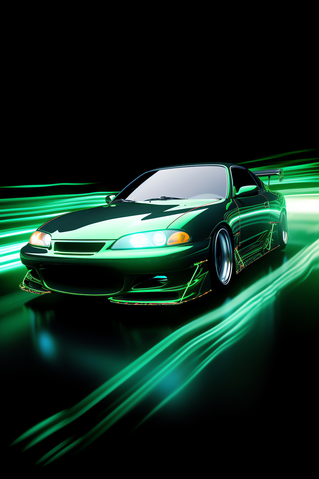 S15 Silvia exposure, lush verdant paint, glowing illumination, minimalist aesthetic, HD Phone Wallpaper