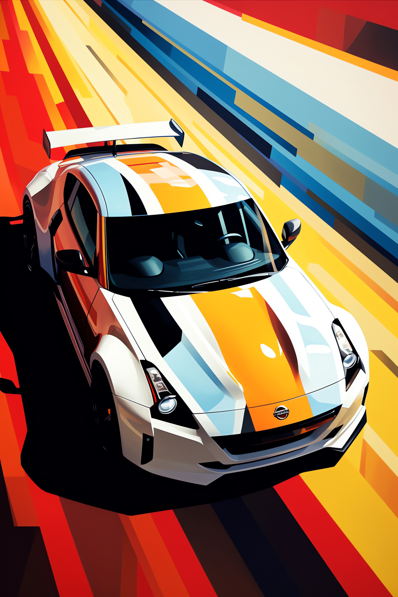 Nissan 370Z racing, Racetrack bird-eye shot, Competitive automotive event, Aerodynamically sleek body, Racing adrenaline, HD Phone Image