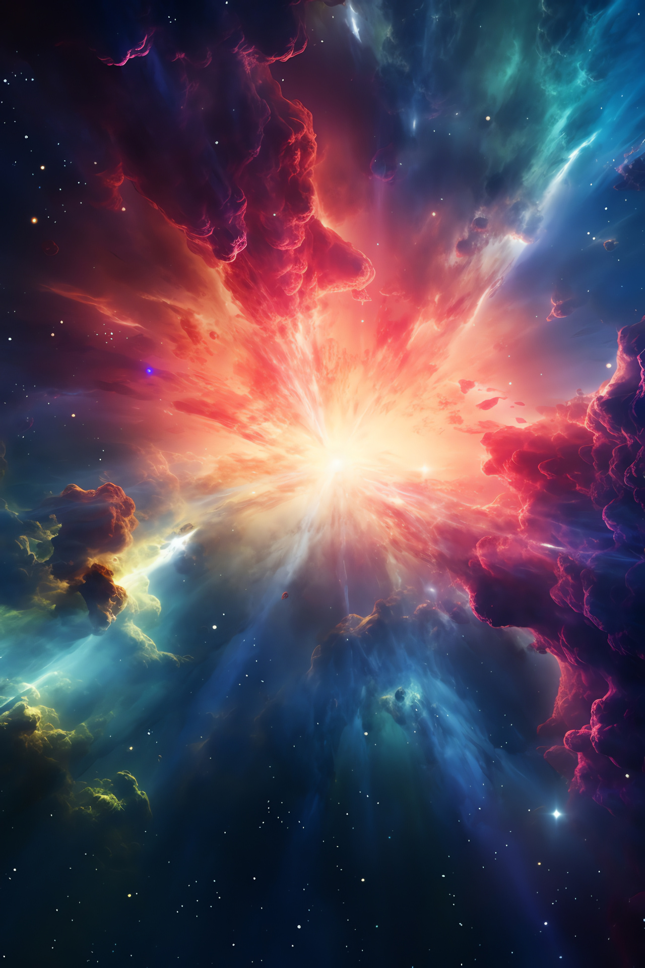 Galactic eruption, Supernova luminescence, Starburst phenomenon, Interstellar spectacle, Radiant space occurrence, HD Phone Wallpaper