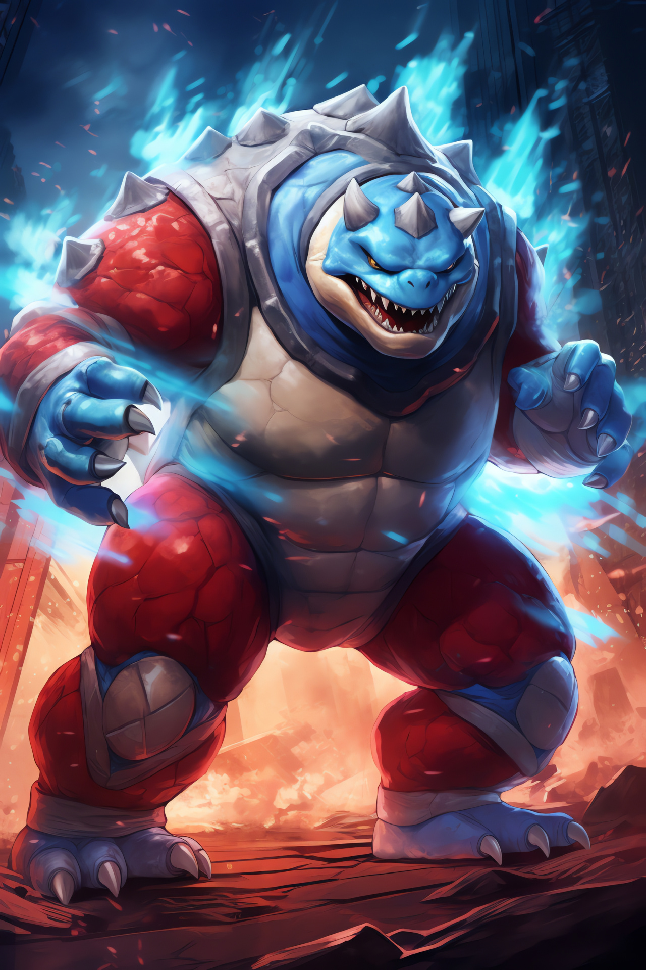 Aquatic Blastoise, Blue-eyed warrior, Kanto region evolution, Water-jet attacker, Powerhouse posture, HD Phone Wallpaper