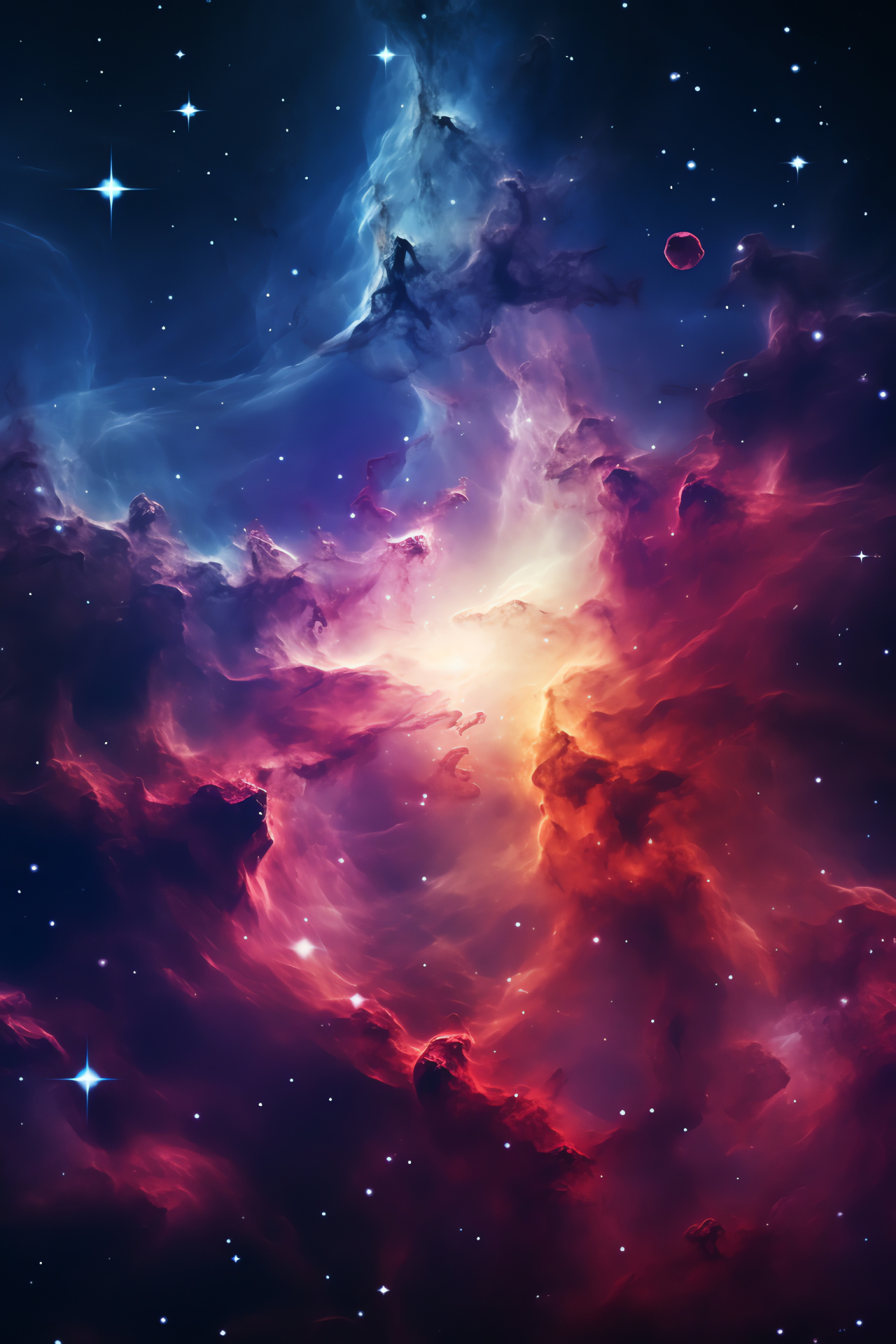 Infinite cosmic view, High-definition space vista, Starry expanse clarity, Deep-space essence, Astronomical vibrancy, HD Phone Image