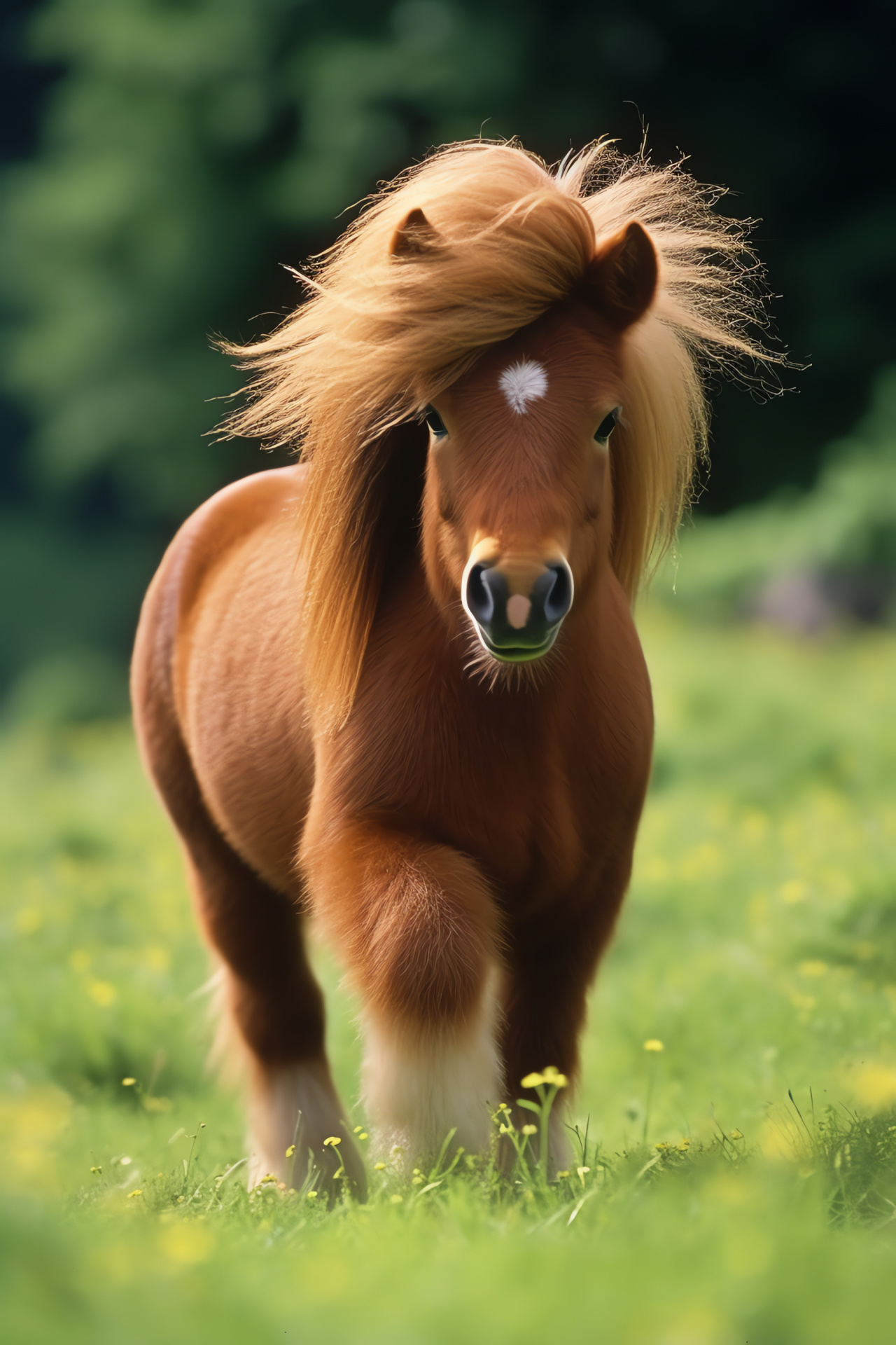 Shetland pony, equine beauty, majestic tail, equestrian charm, full-length equine, HD Phone Image