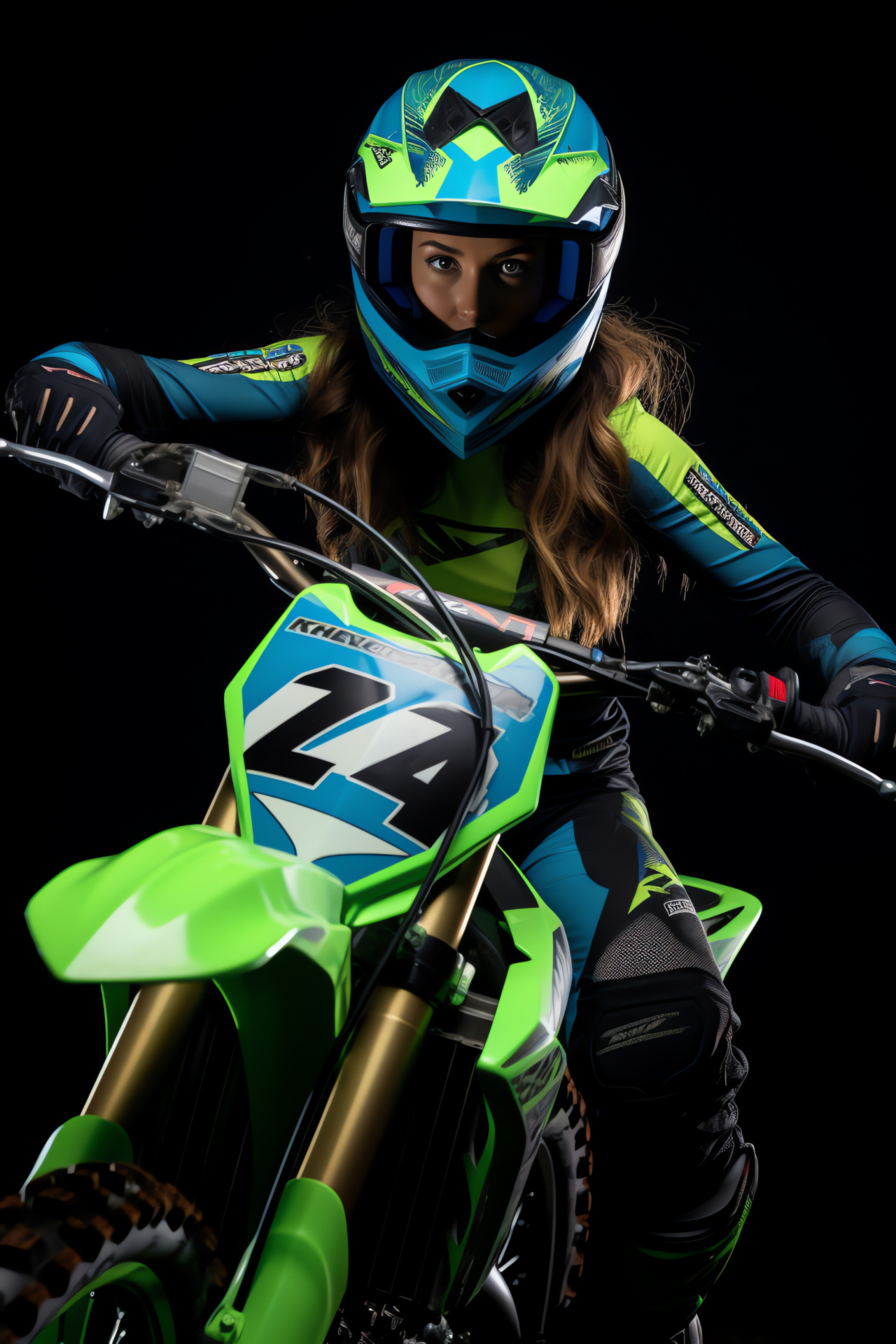 Motocross representation, Kawasaki KLX140, Beginner-friendly model, Vibrant color accents, Youth motocross scene, HD Phone Wallpaper