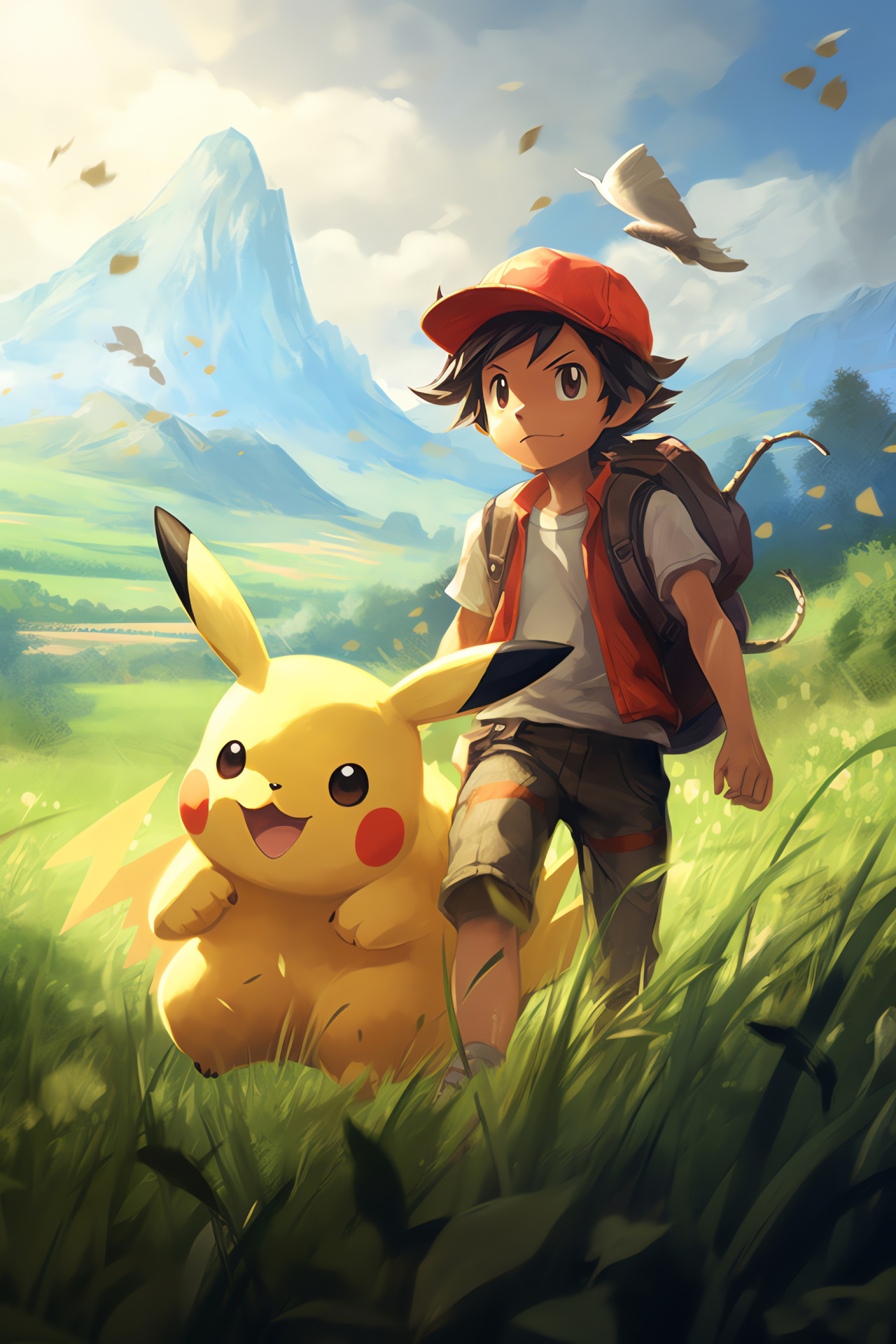 Ash journey, Kanto region, Grass field, Pokmon habitat, Natural exploration, HD Phone Image