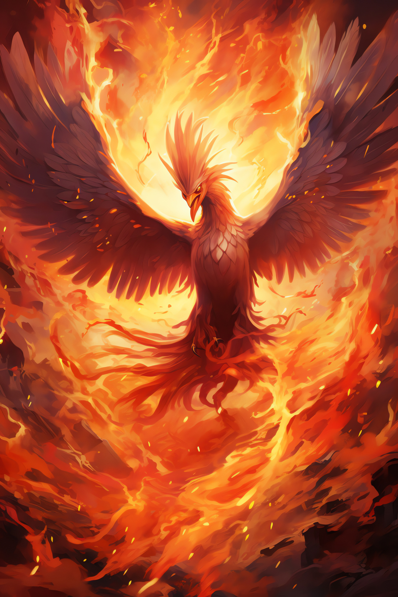 Moltres at Mt. Ember, Fiery legendary, Flame-winged Pokmon, Pokmon RPG encounter, Kanto fire guardian, HD Phone Wallpaper