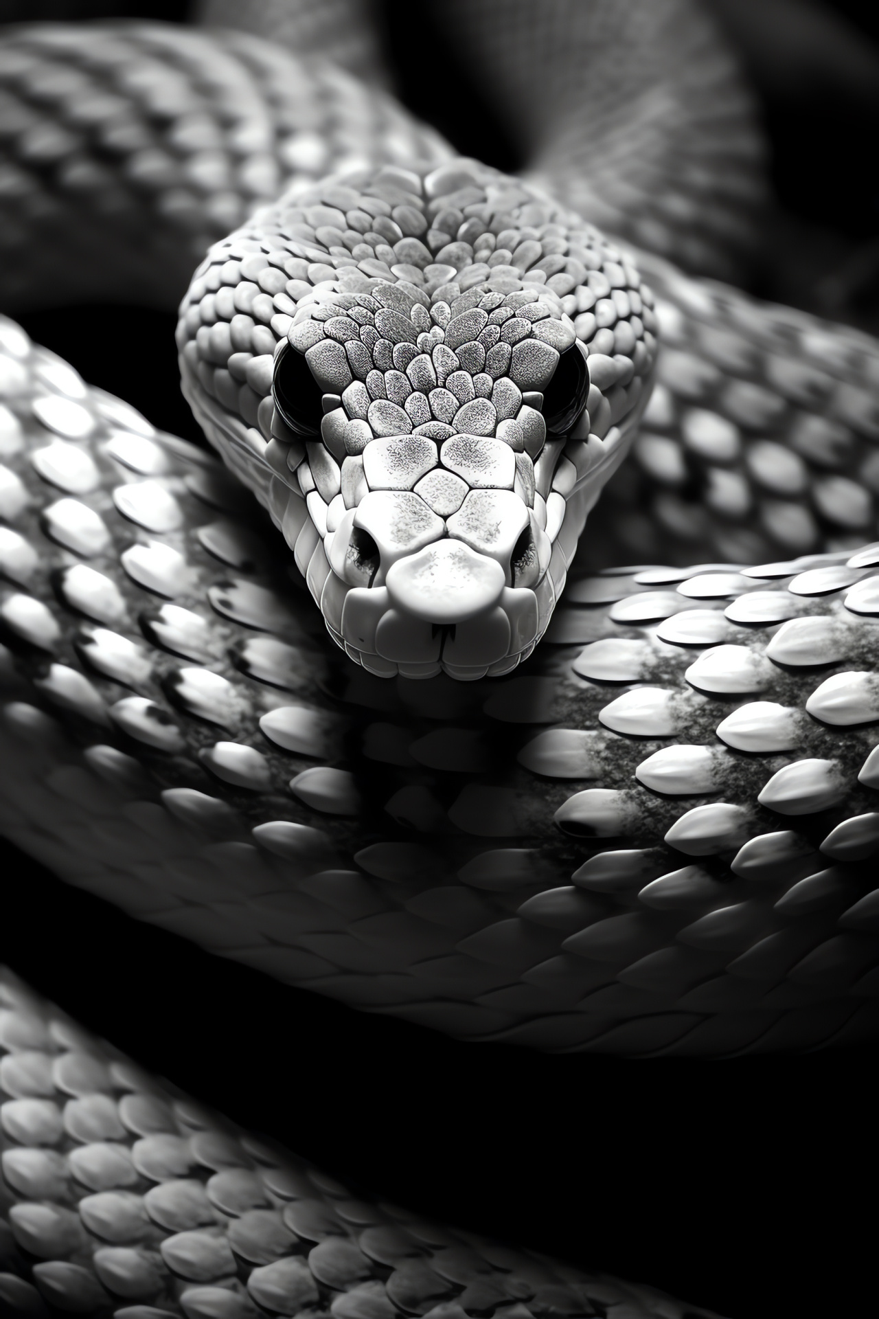 Venomous snake, reptile motion, monochromatic imagery, stark tones, elegant singularity, HD Phone Wallpaper