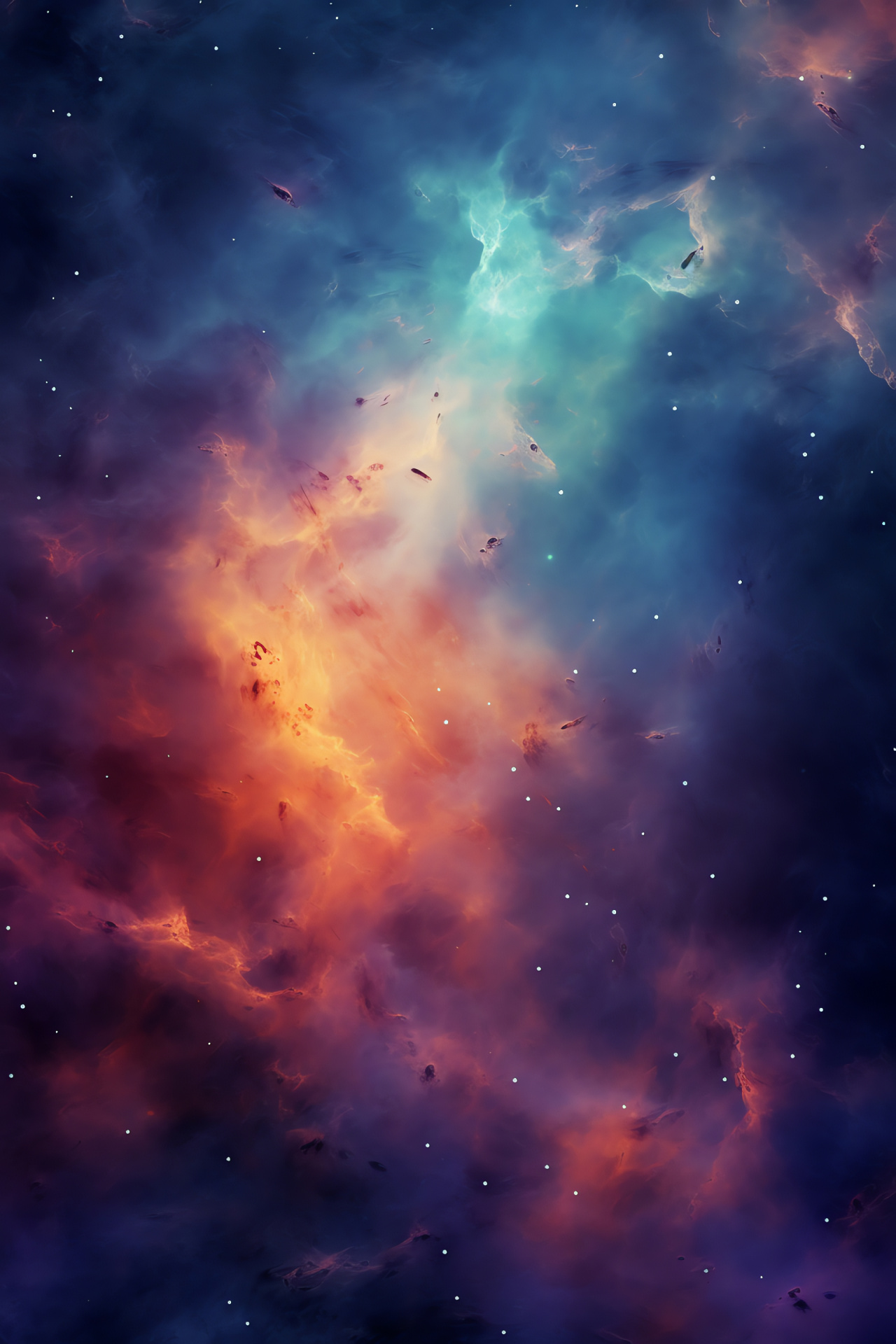 Cosmic Nebula art, Alluring astronomical display, Radiant galactic phenomenon, Intense color play, HD Phone Wallpaper