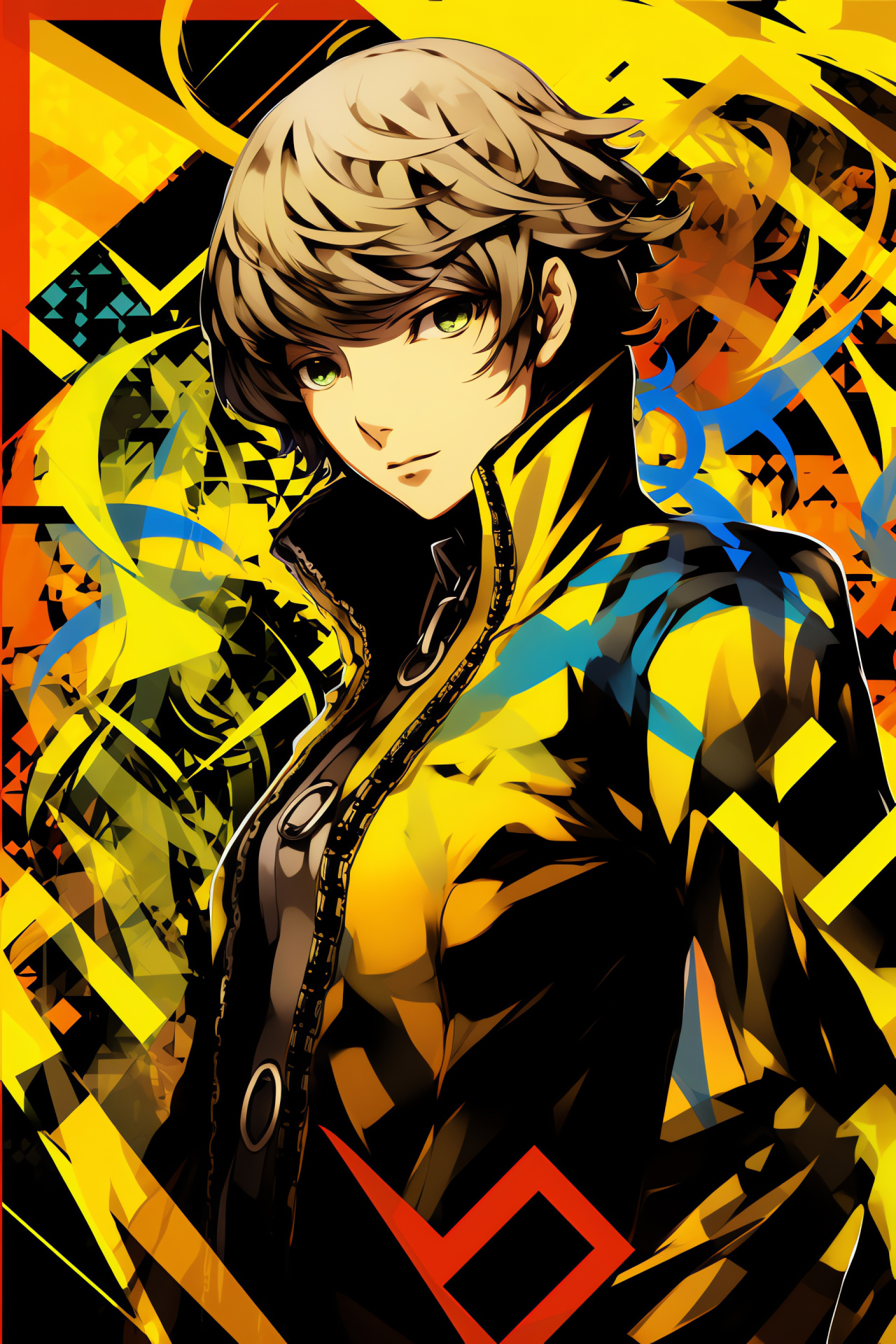 Persona 4 Golden, Animated persona, Sapphire eyes, Statuesque poise, Role-play entertainment, HD Phone Image