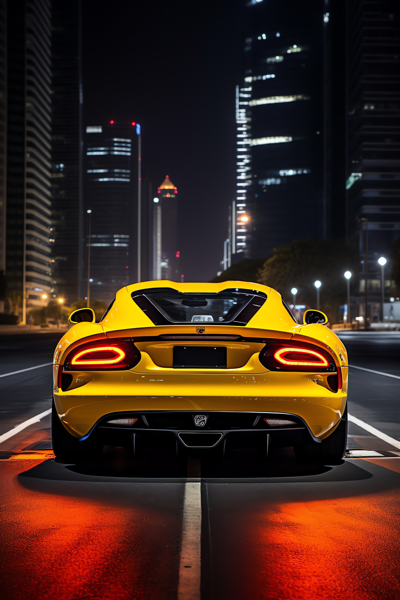 SRT Viper in Dubai, GTS model, Striking yellow hue, High-speed Dubai boulevards, HD Phone Wallpaper