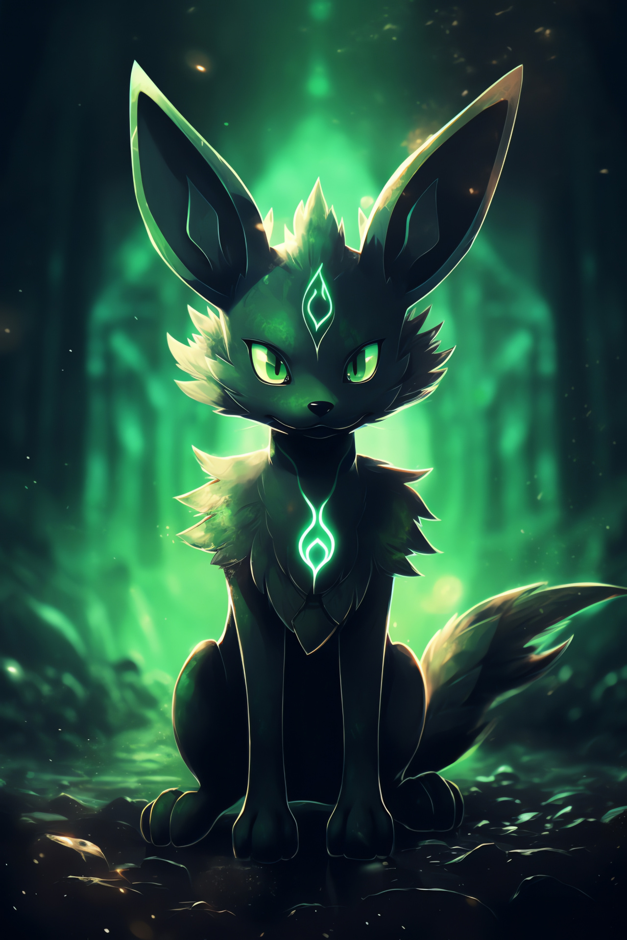 Umbreon, Stygian species, Evolution of Eevee, Jet-colored hide, Luminous markings, HD Phone Image