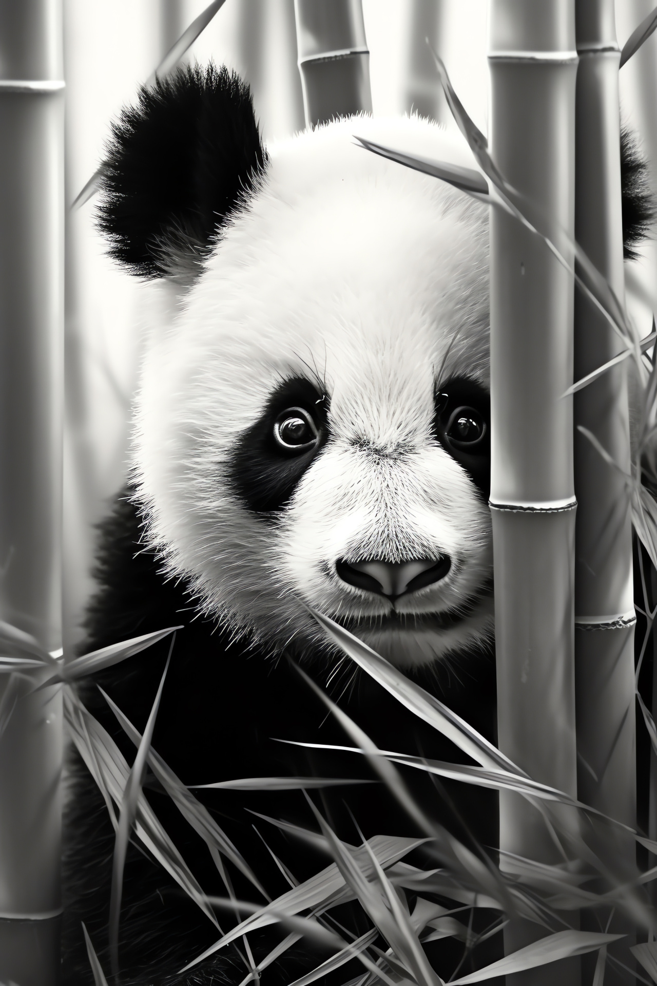 Panda Bear presence, Bamboo forest animal, Panda eyes, Chinese fauna, Natural beauty, HD Phone Wallpaper