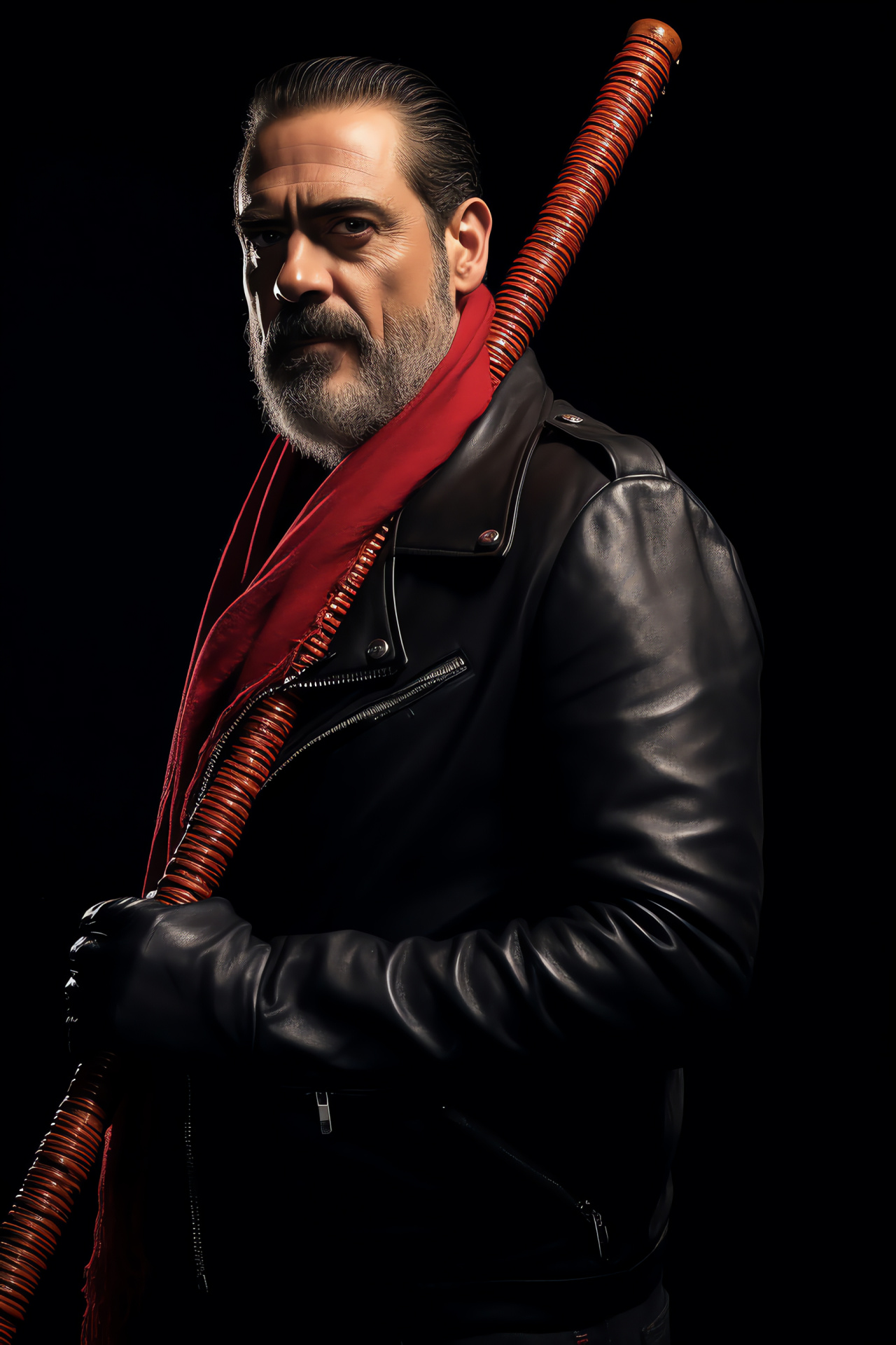 Negan's powerful look, The Walking Dead scene, Compelling eye expression, Antagonistic figure, TV show villain, HD Phone Wallpaper