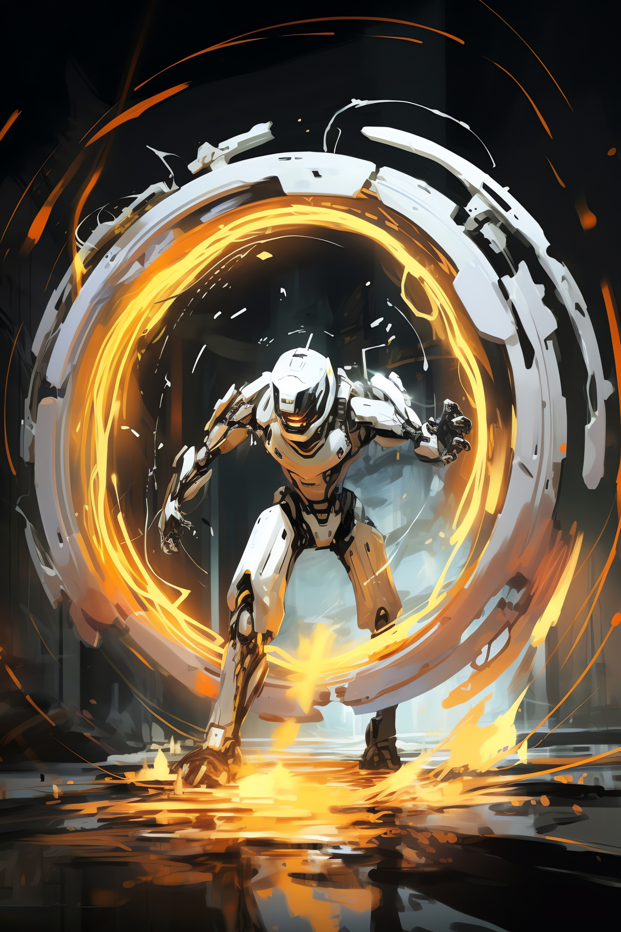 Portal game antagonist, Final confrontation GLaDOS, Robotic threat, Agile maneuvers, Dimensional gateways, HD Phone Image