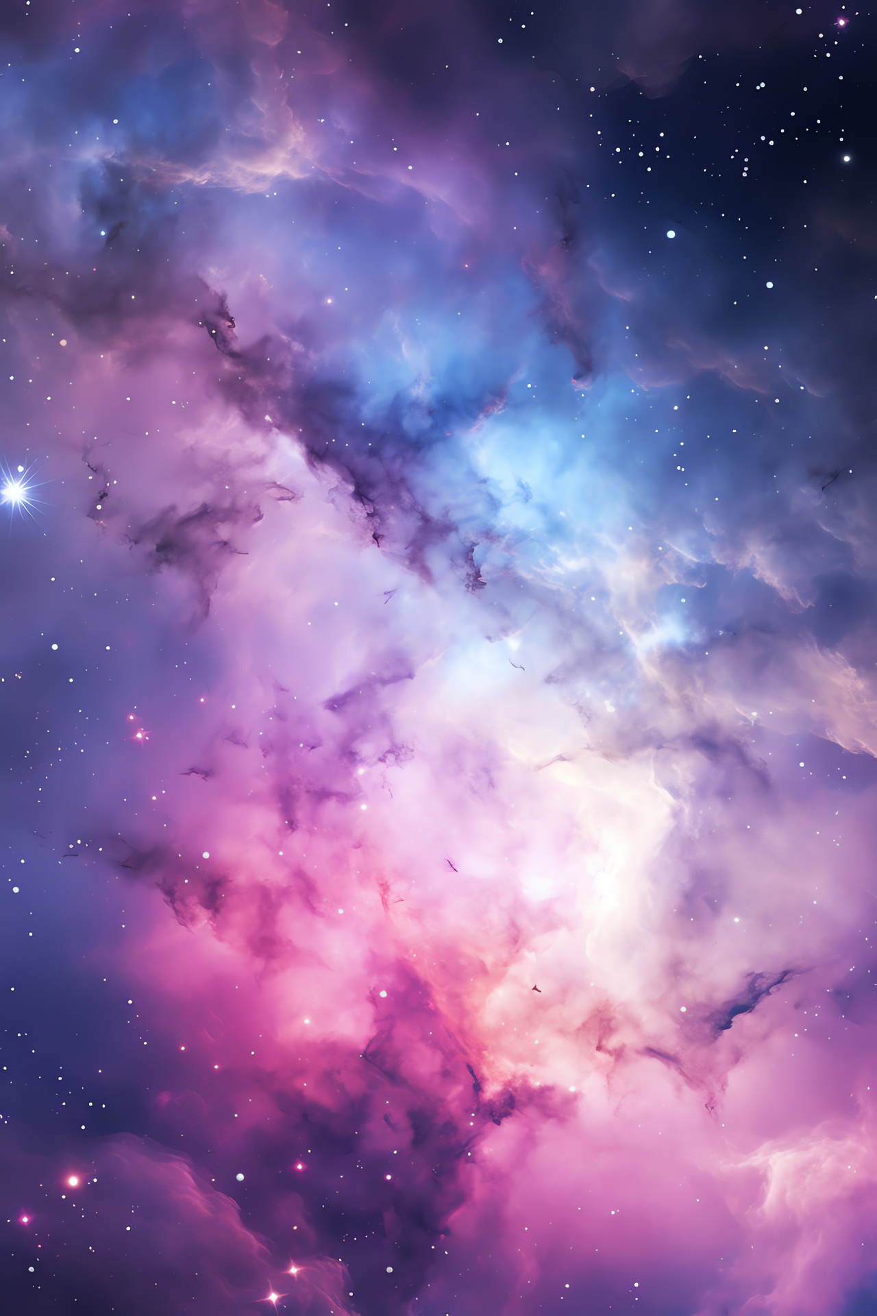 Twilight galaxy view, Hues of the cosmos, Purple starlight, Pinks and blues, Galactic beauty, HD Phone Wallpaper