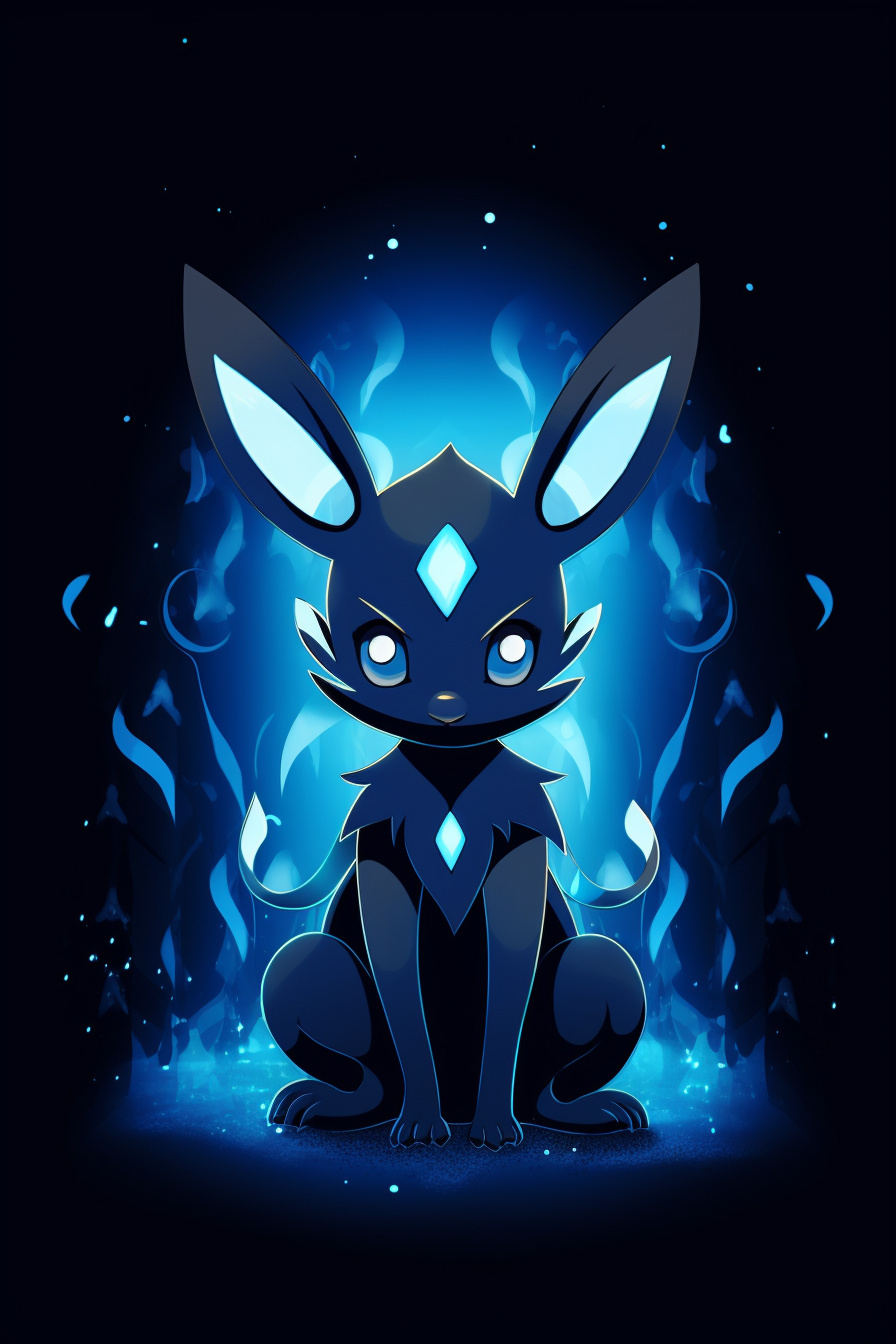 Umbreon character gaze, Pokemon with lunar symbols, Nighttime aura predator, Crimson optic detail, Self-assured figure, HD Phone Image