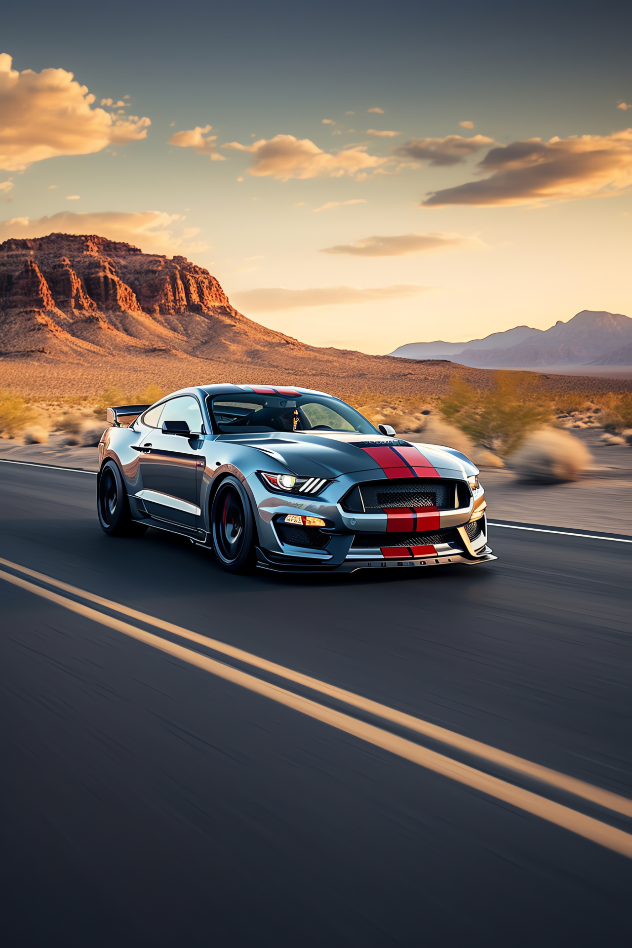 Shelby Mustang GT350R, Route 66 American muscle, heritage design, performance features, powerful stance, HD Phone Wallpaper