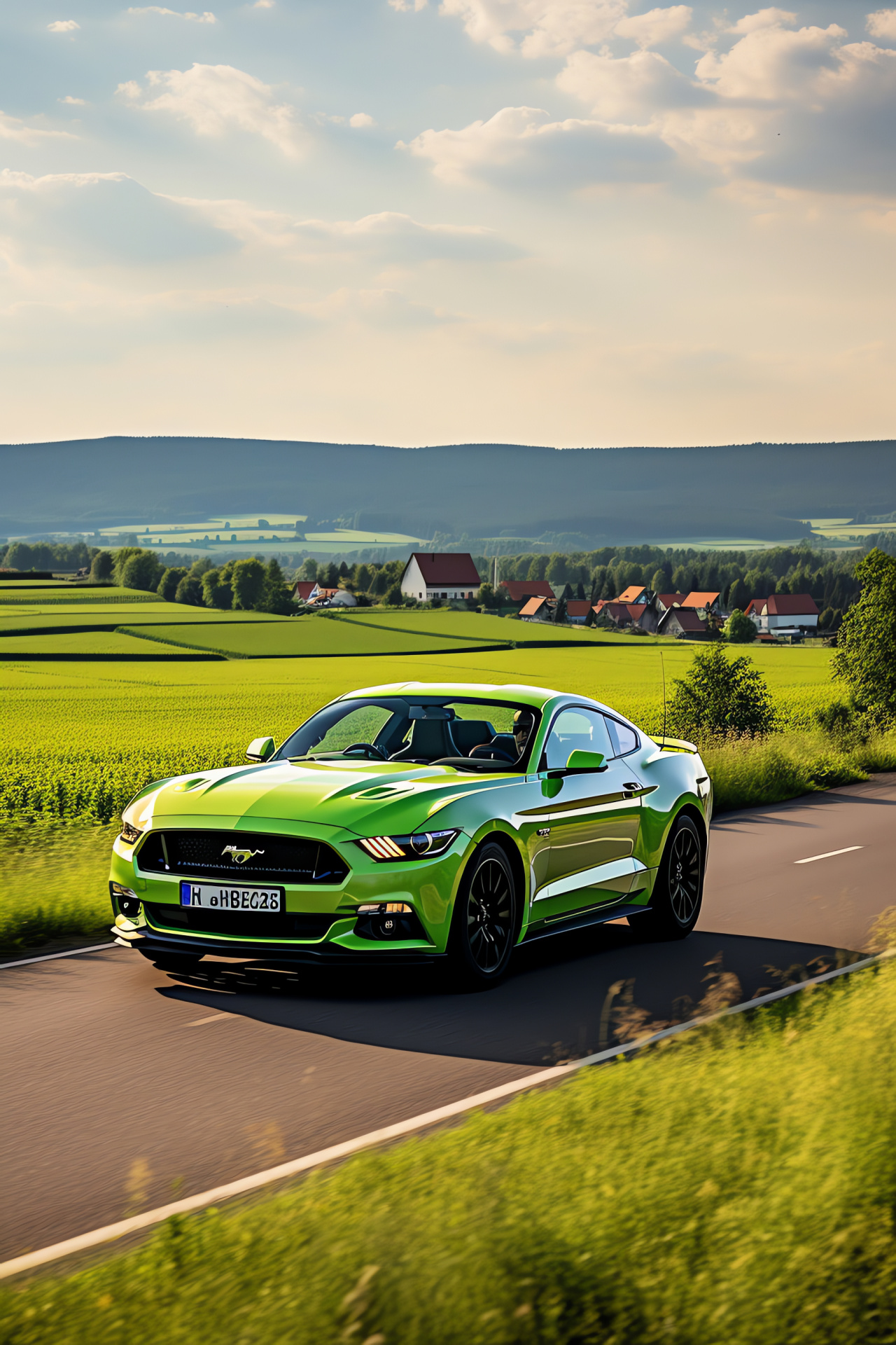 Mustang HD, German Autobahn performance, High-speed luxury travel, Countryside road vistas, Open highway experience, HD Phone Image