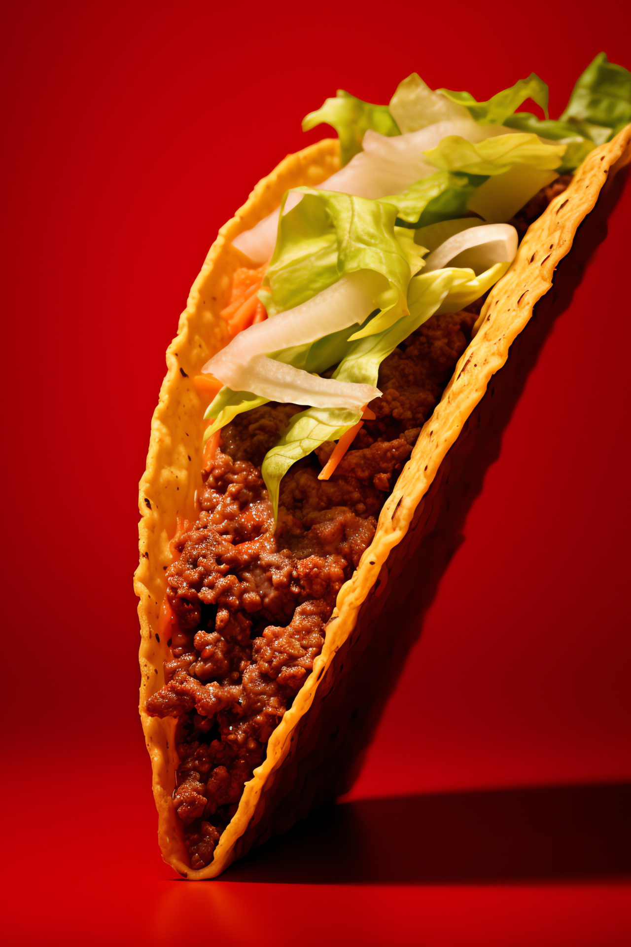 Taco Bell feature, Sharp focus, Layered fillings, Crisp texture, Crimson setting, HD Phone Wallpaper