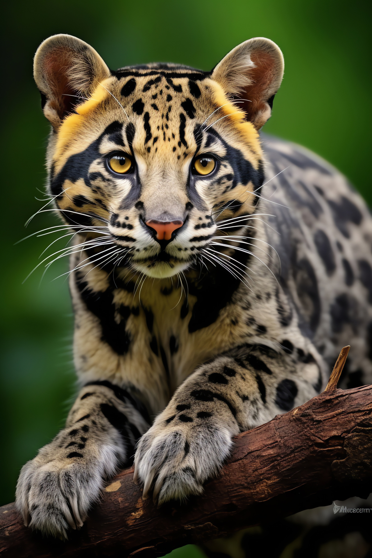 Rainforest cat, Clouded leopard, Spotted beauty, Tree climber, Dappled sunlight, HD Phone Image