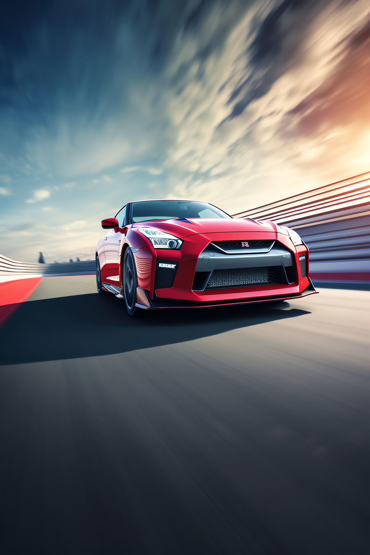 Nismo GT-R Heritage, Racing tradition, Vivid red presentation, Full-vehicle display, High-res automotive detail, HD Phone Image