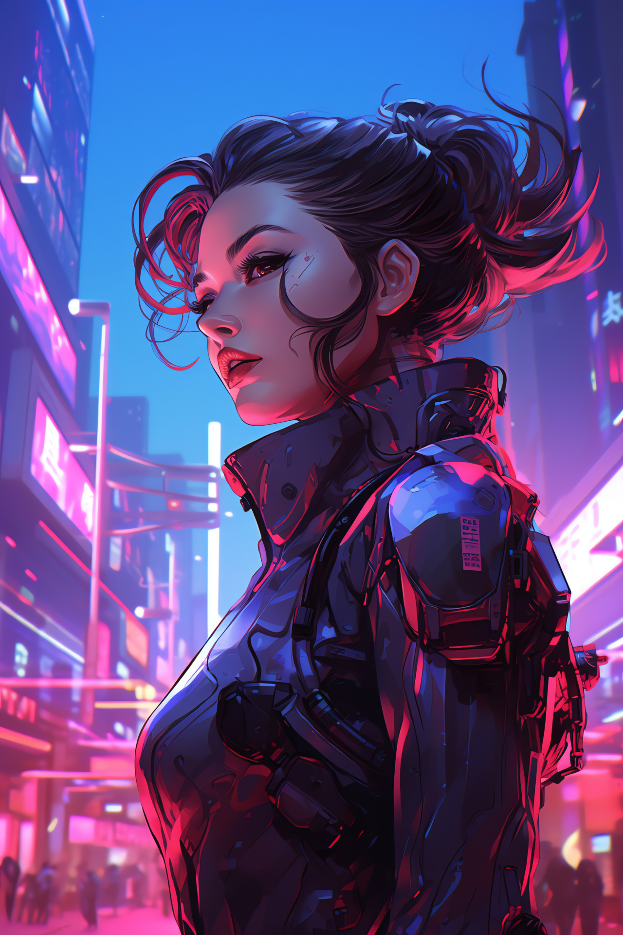 Overwatch sniper Widowmaker, Urban map Busan, Gaming architecture, Illuminated signage, Futuristic interfaces, HD Phone Wallpaper