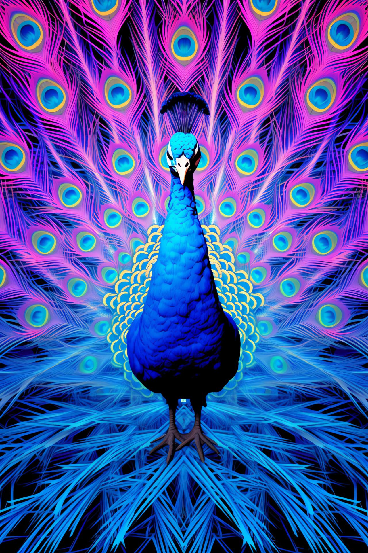 Peacock beauty, Feathery spectacle, Plumage symmetry, Avian aficionado, Ornate creature, HD Phone Image