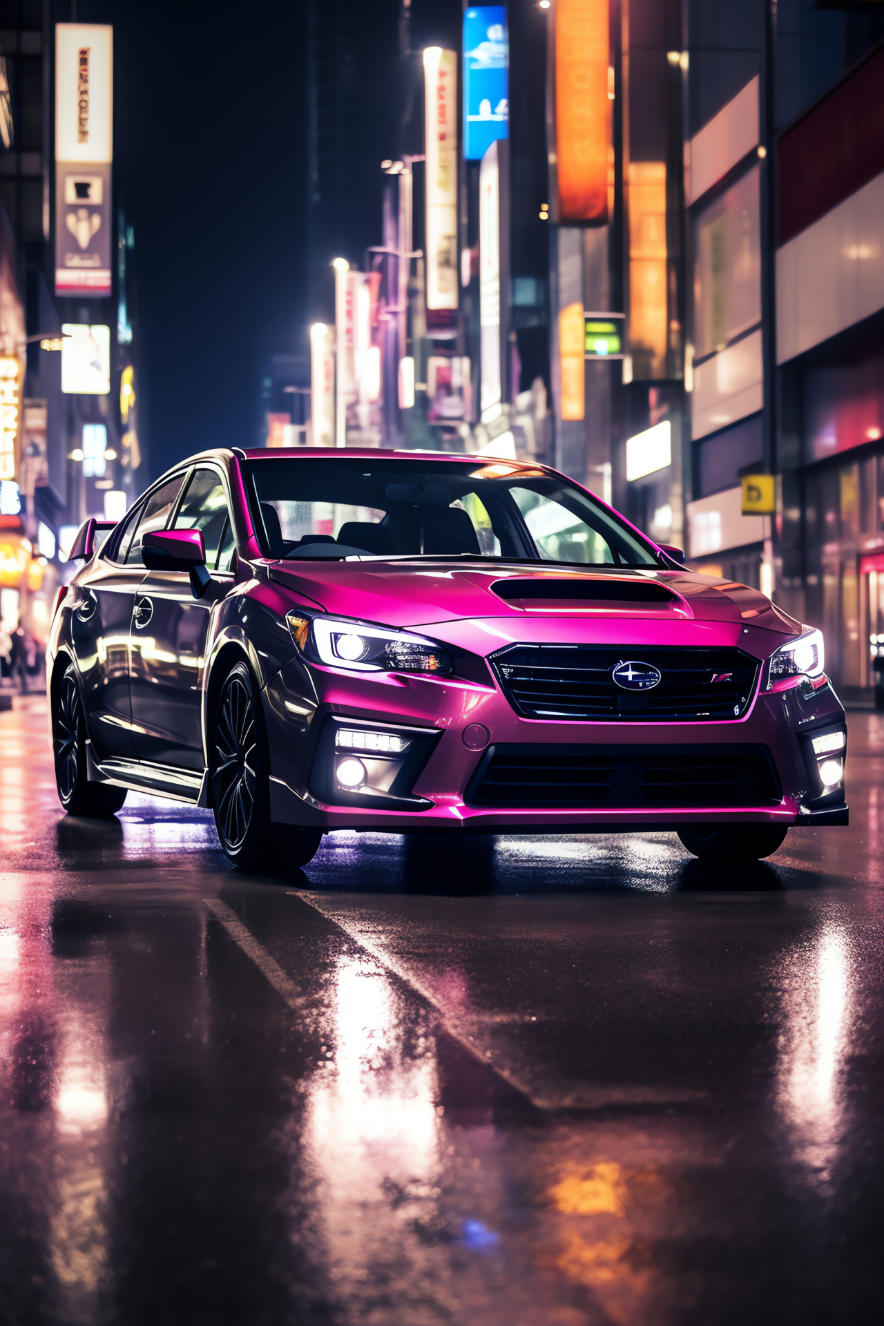 Subaru Impreza, Tokyo showcase, Japanese metropolis, Urban aesthetics, Automotive technology, HD Phone Image